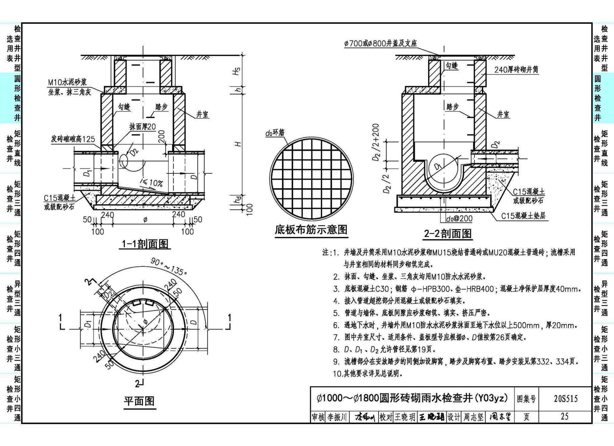 20S515--钢筋混凝土及砖砌排水检查井