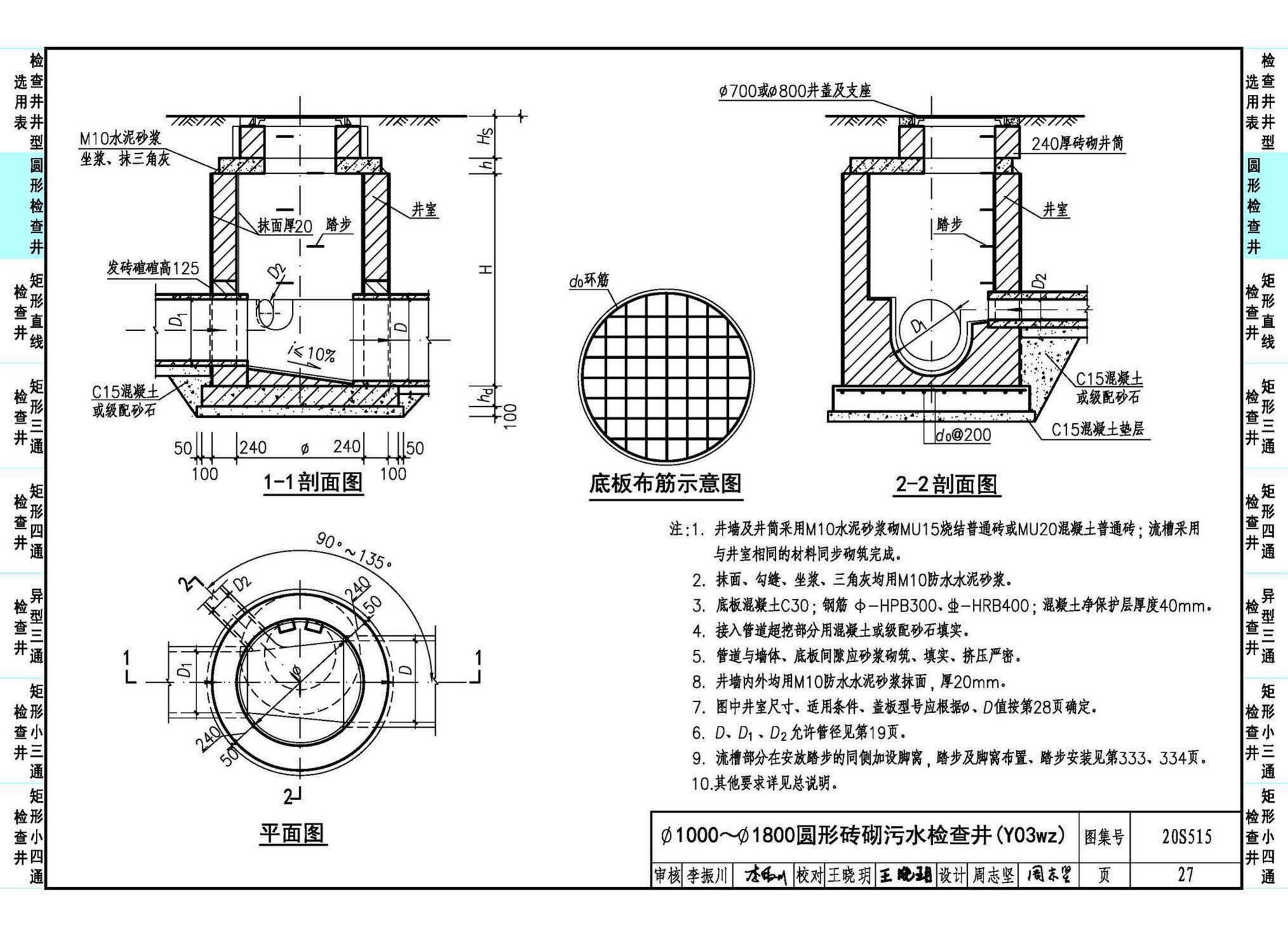 20S515--钢筋混凝土及砖砌排水检查井