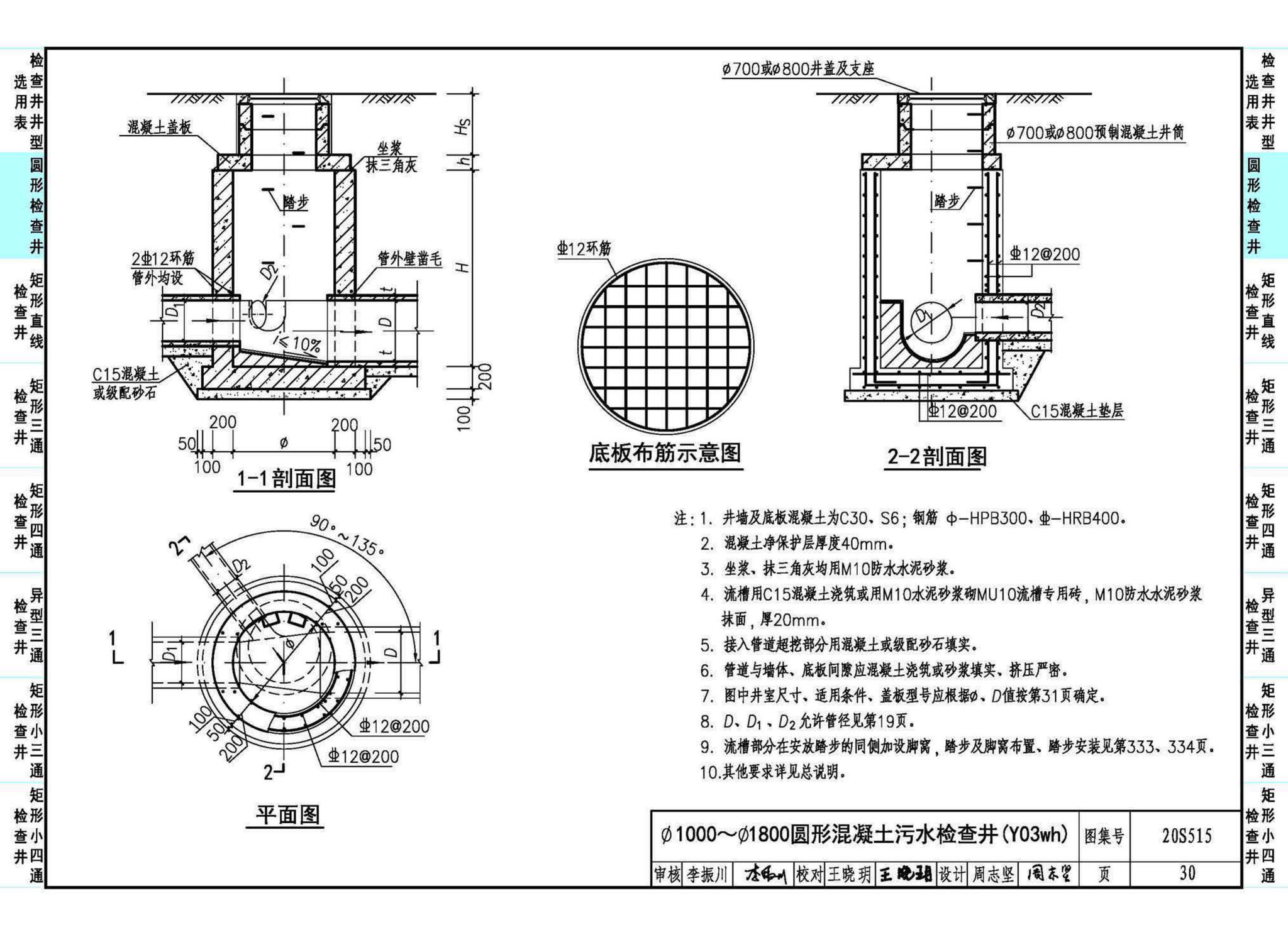 20S515--钢筋混凝土及砖砌排水检查井