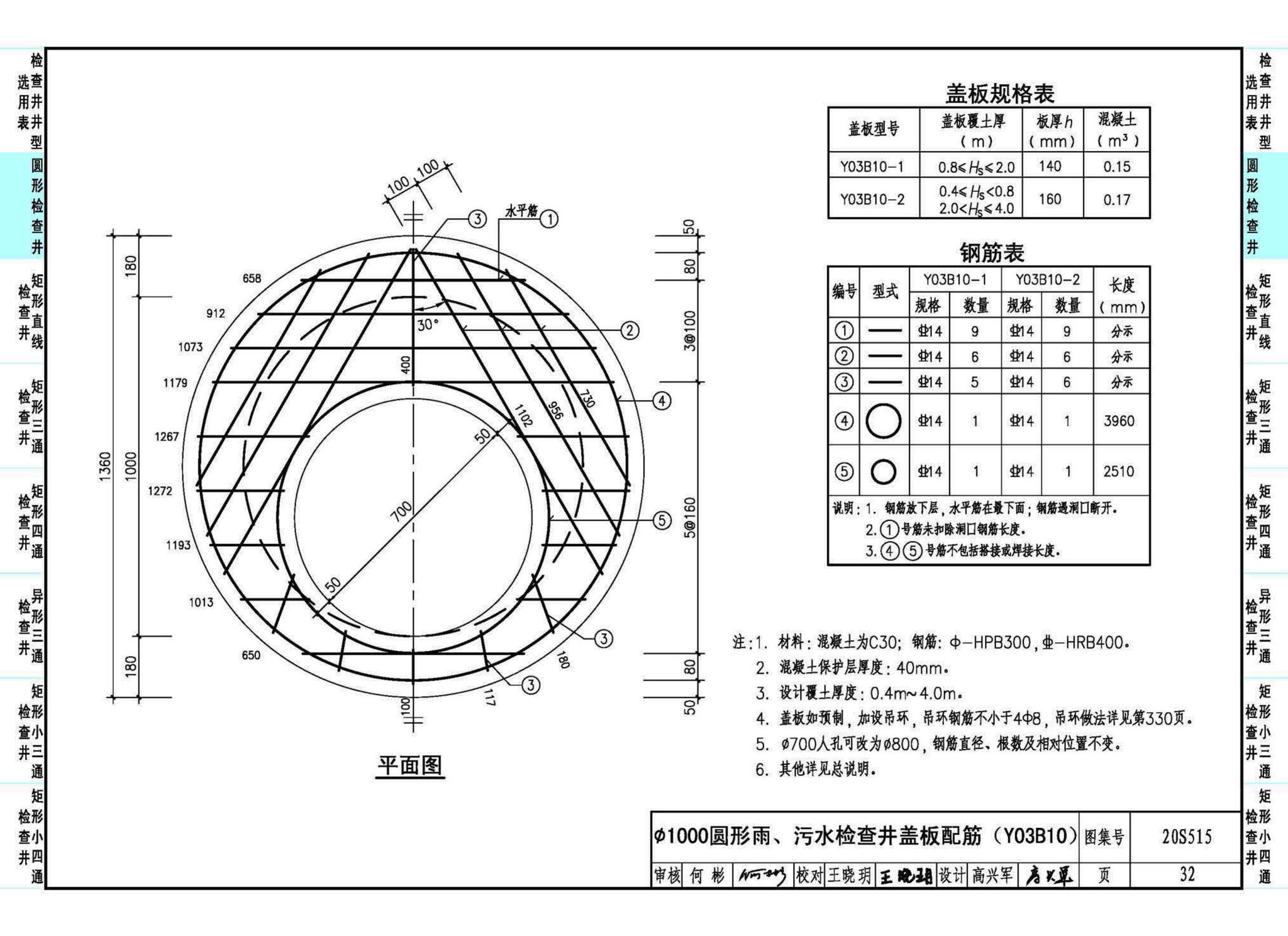 20S515--钢筋混凝土及砖砌排水检查井