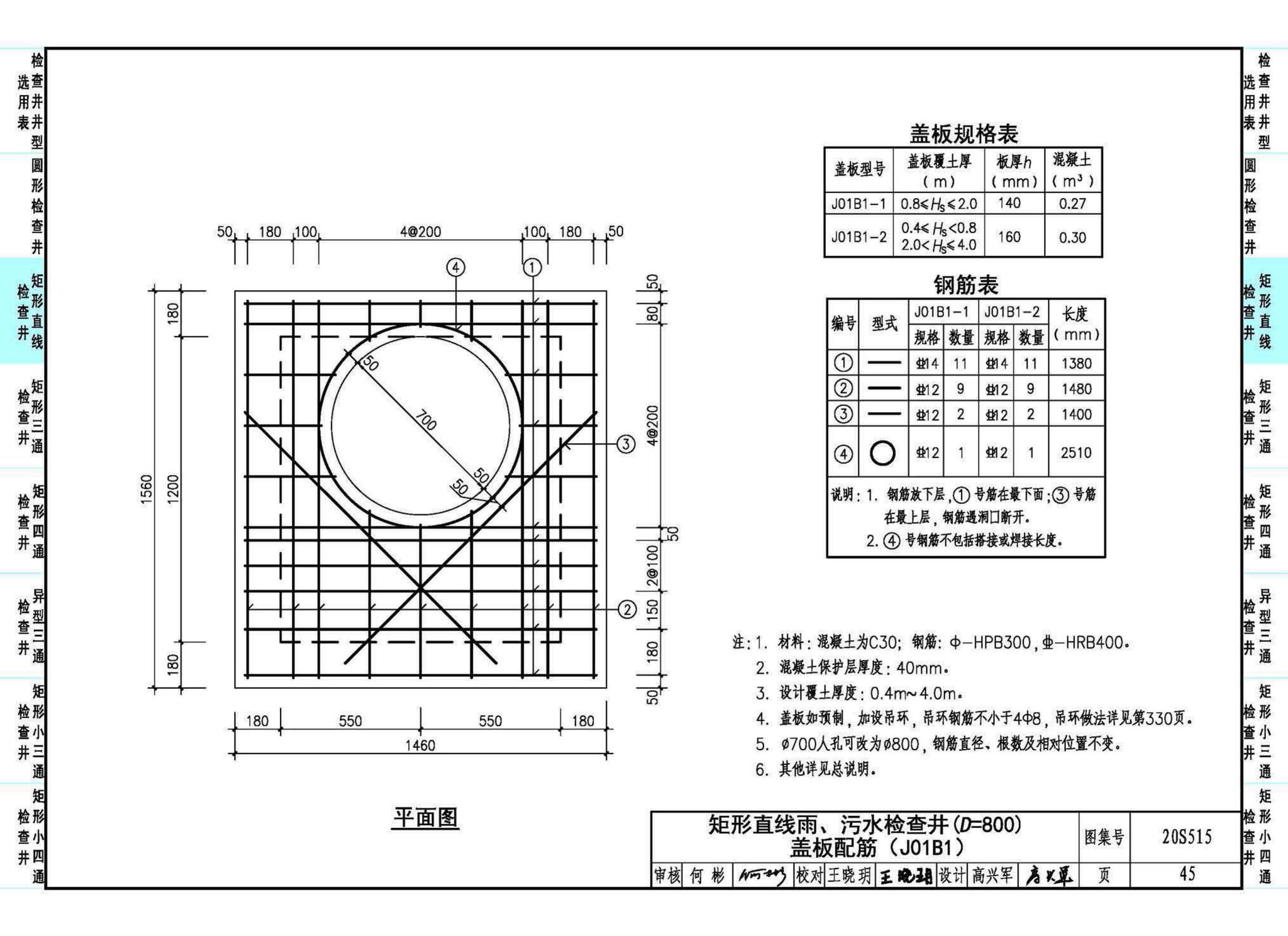 20S515--钢筋混凝土及砖砌排水检查井