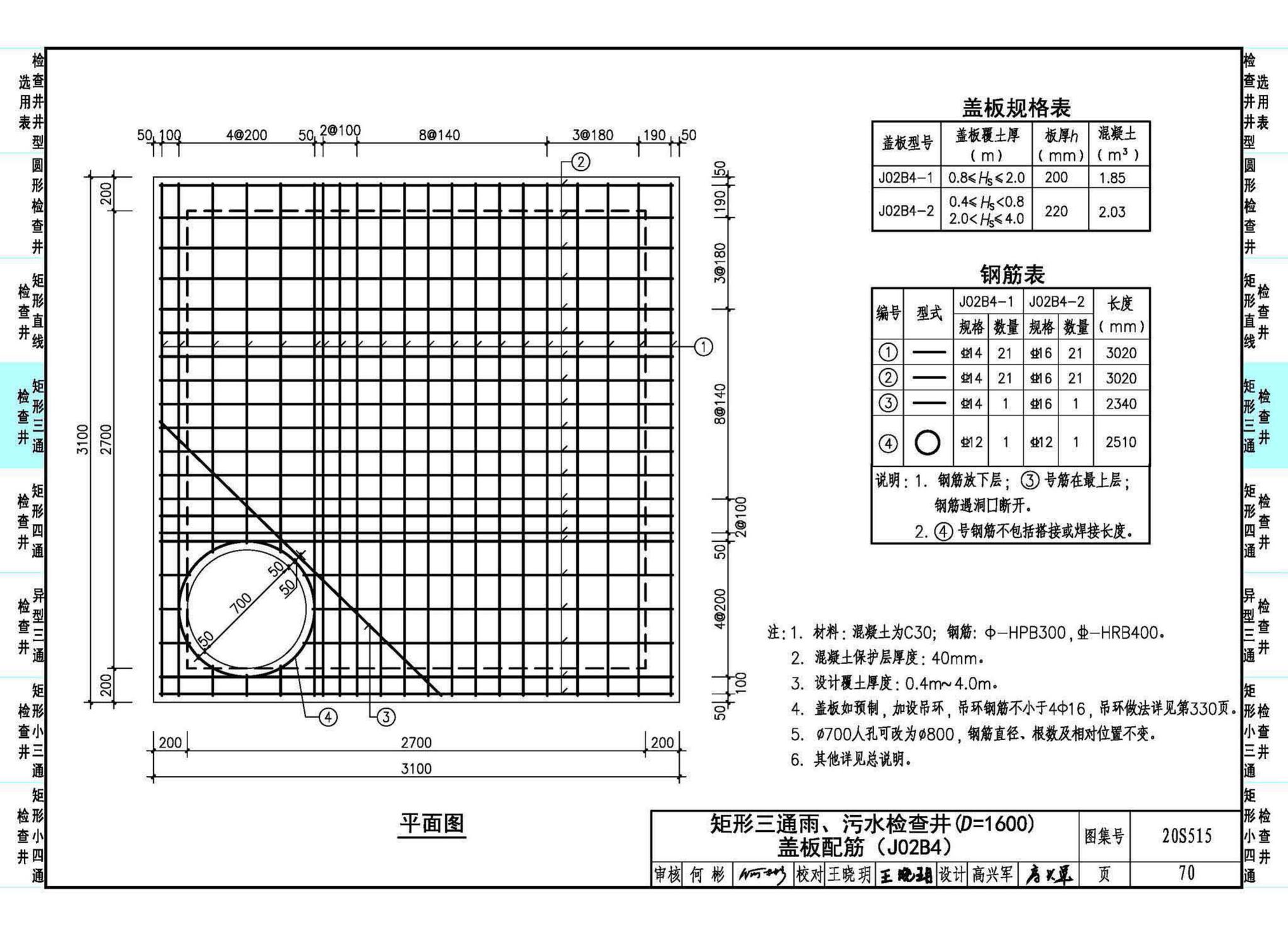 20S515--钢筋混凝土及砖砌排水检查井