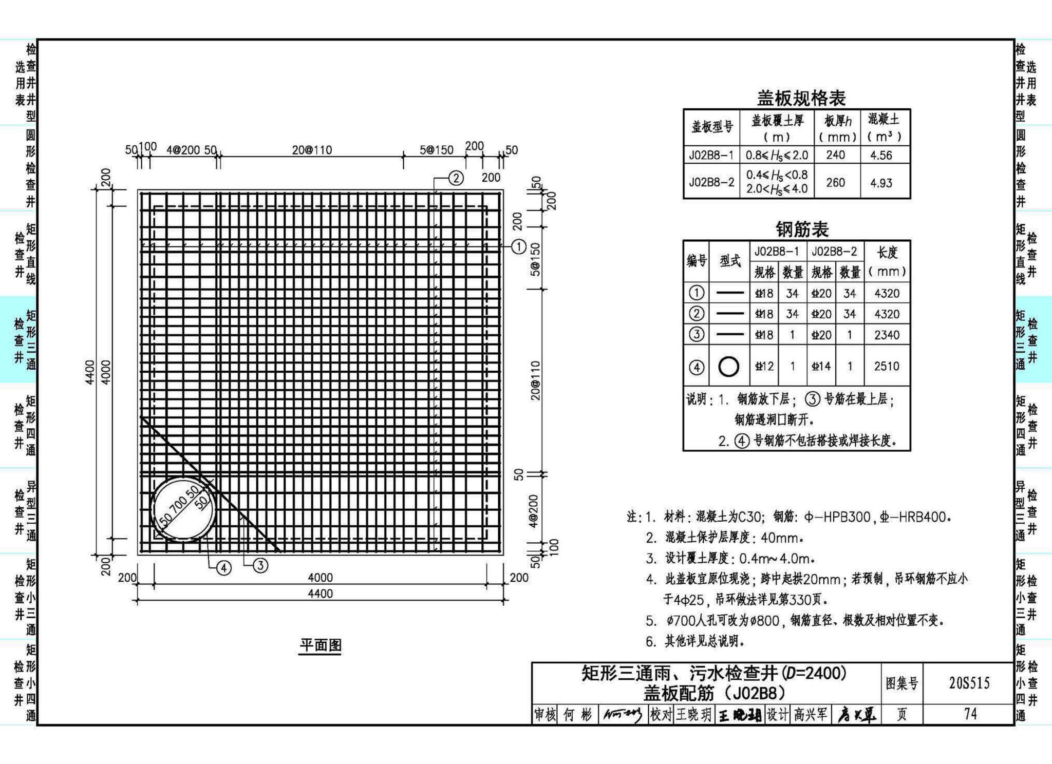 20S515--钢筋混凝土及砖砌排水检查井