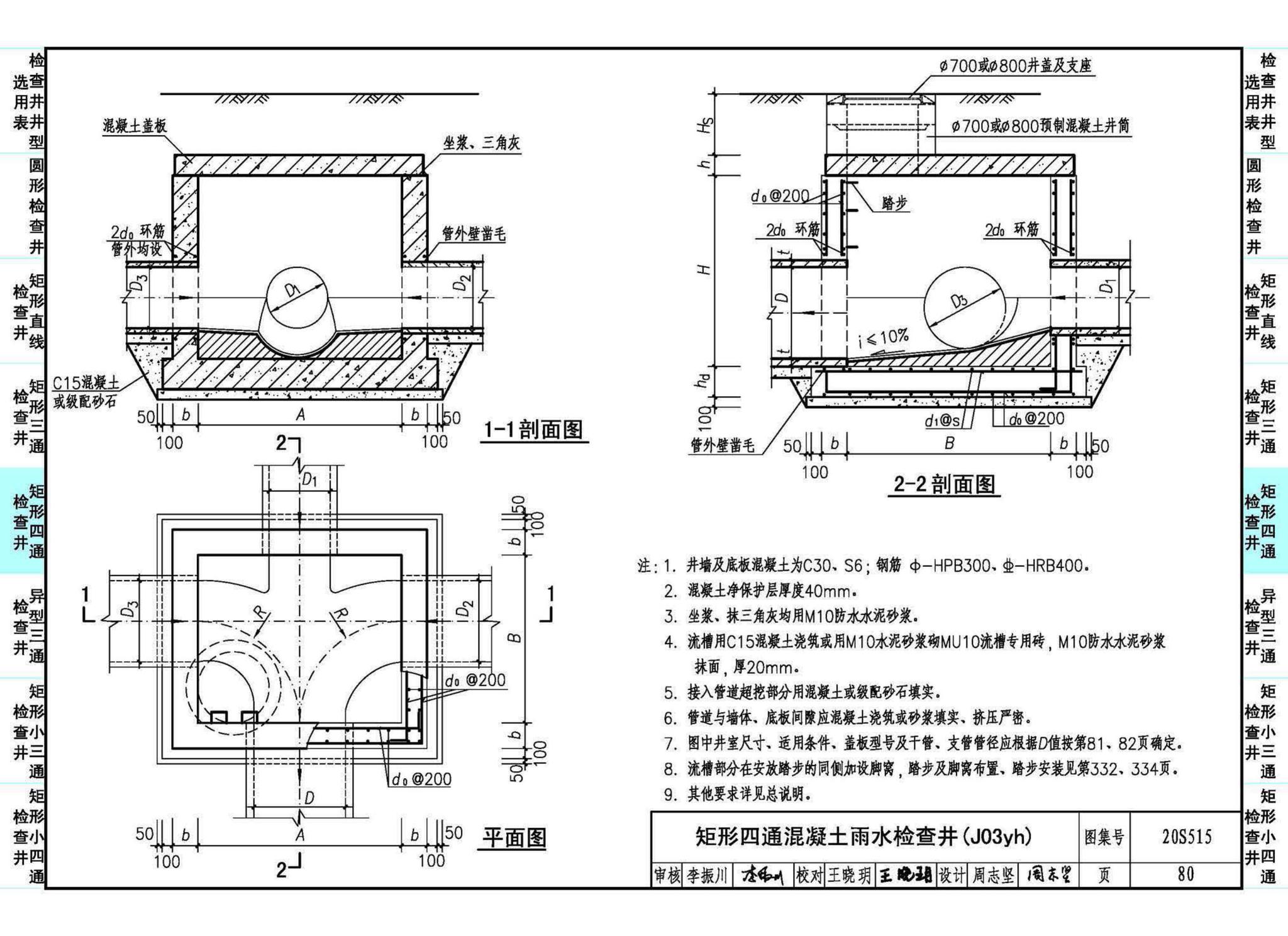 20S515--钢筋混凝土及砖砌排水检查井