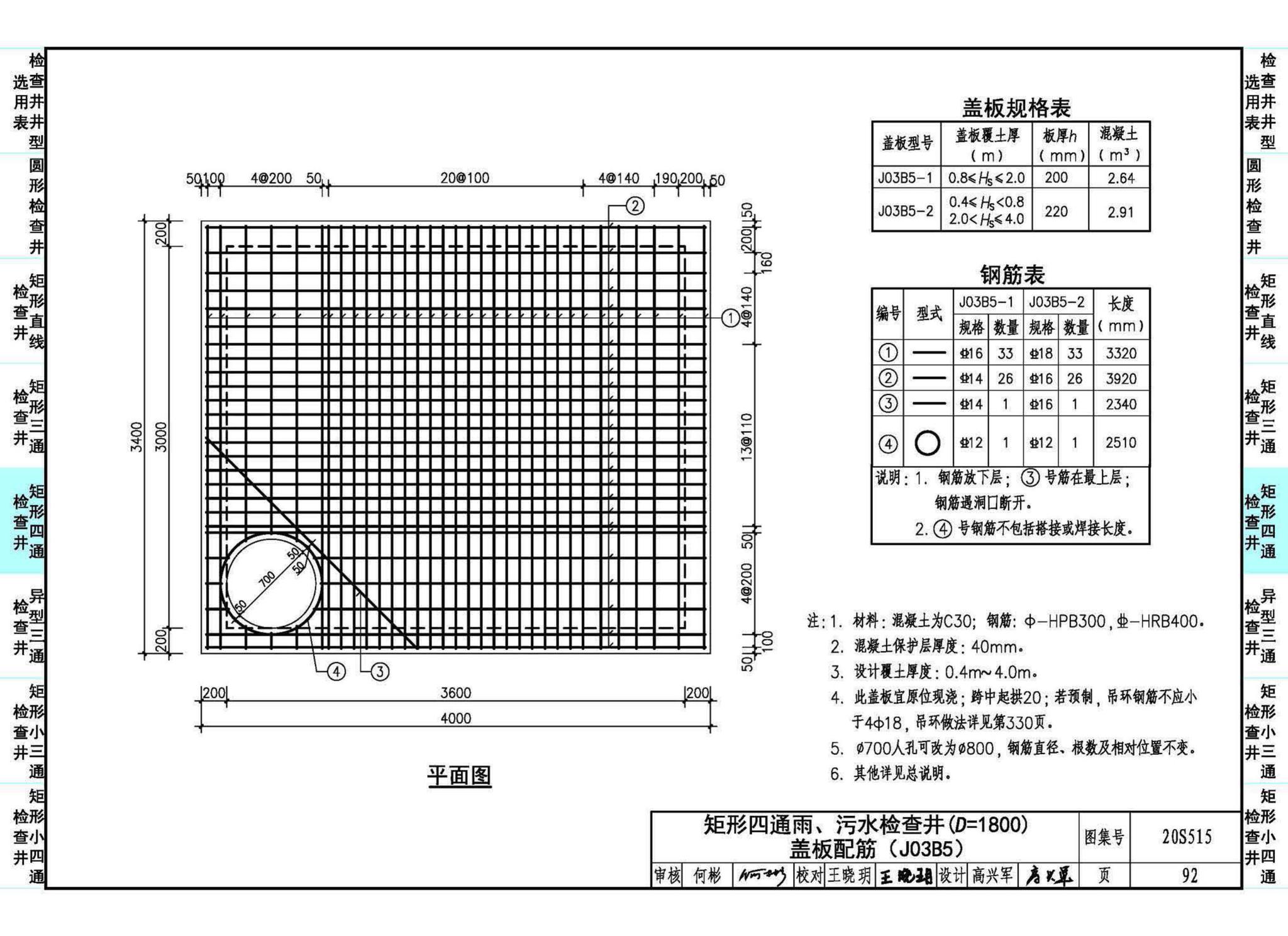 20S515--钢筋混凝土及砖砌排水检查井