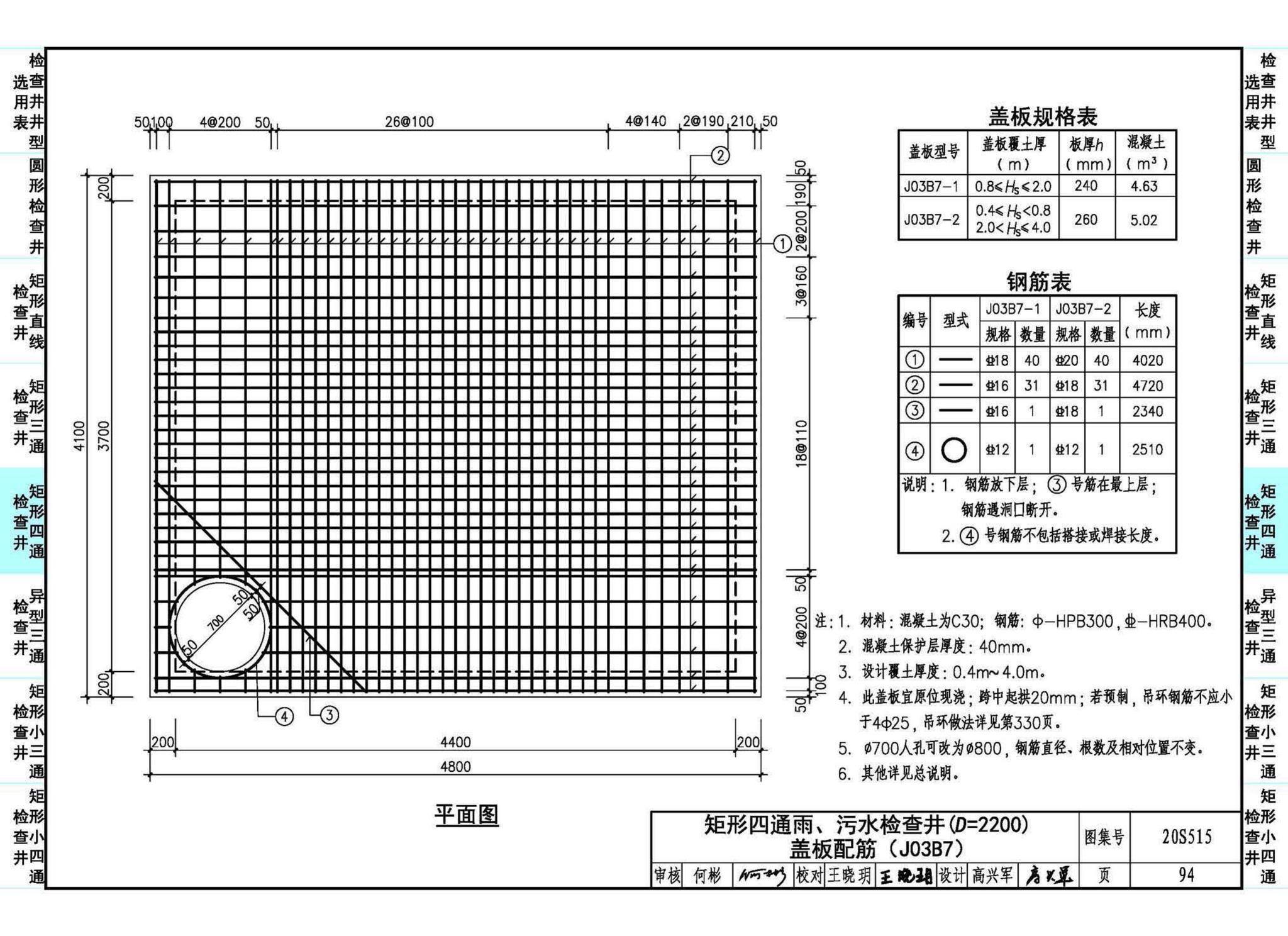 20S515--钢筋混凝土及砖砌排水检查井