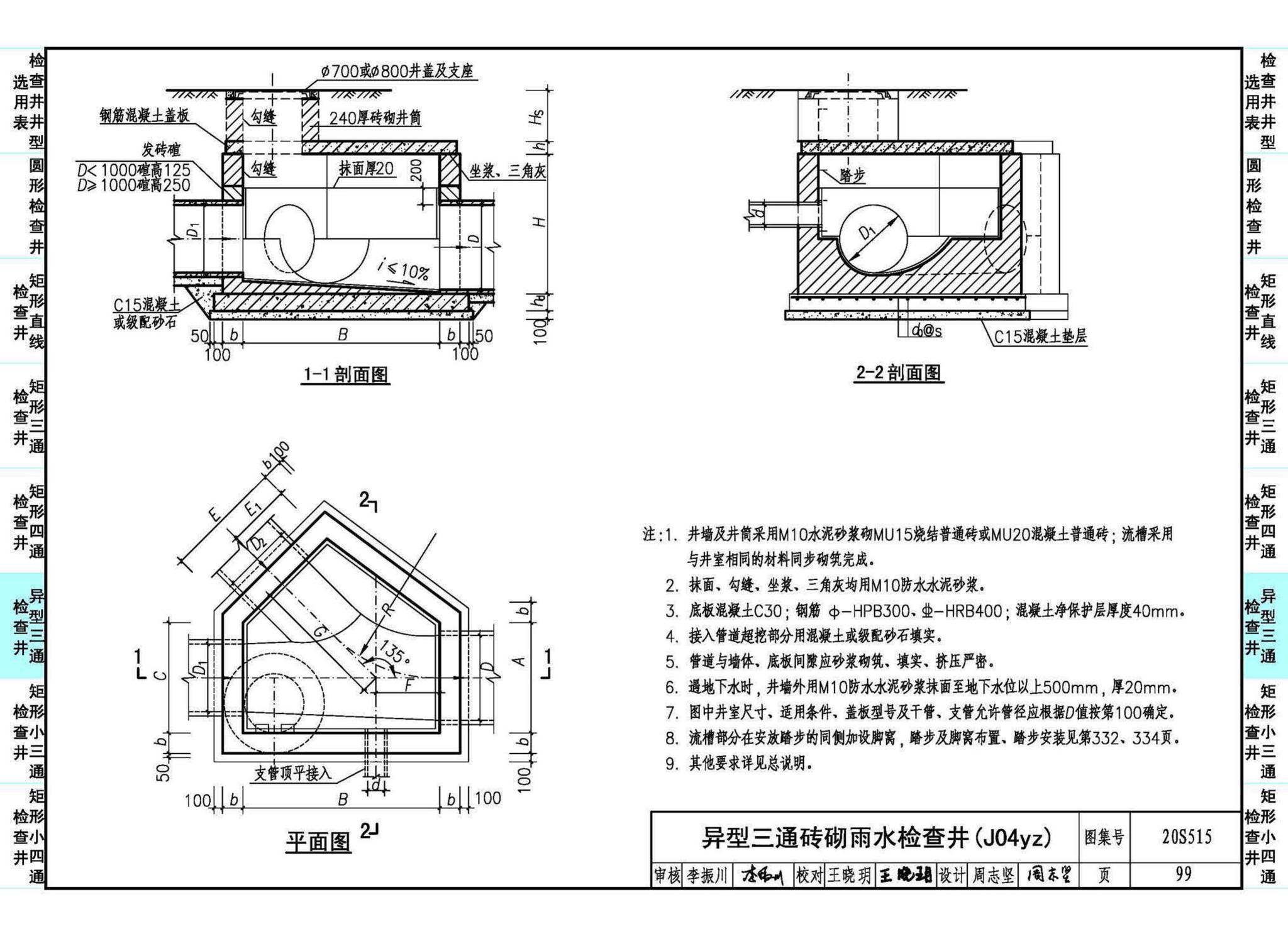 20S515--钢筋混凝土及砖砌排水检查井