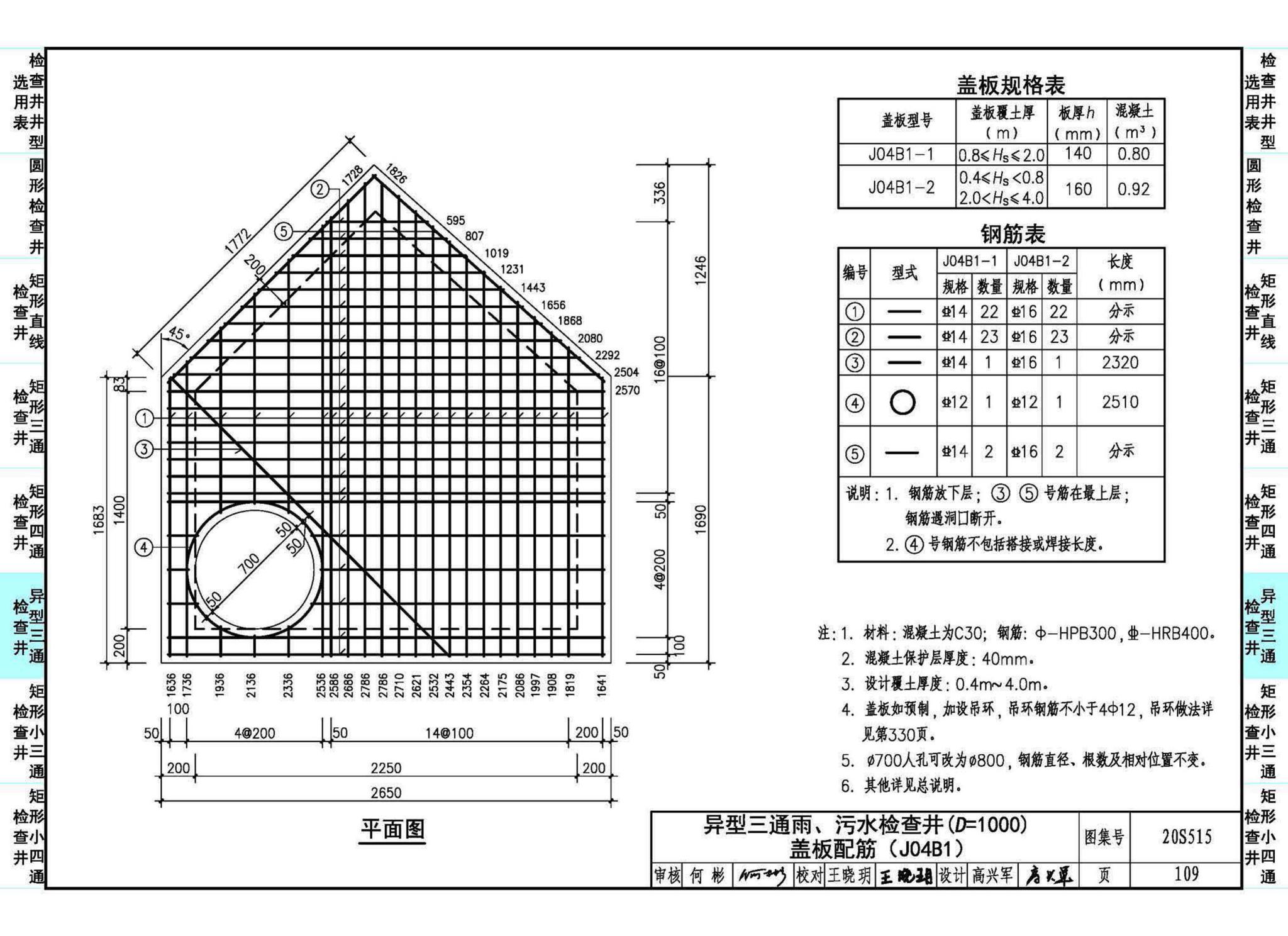 20S515--钢筋混凝土及砖砌排水检查井