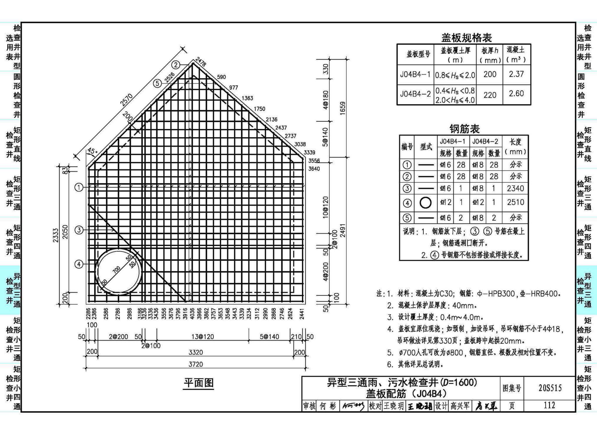 20S515--钢筋混凝土及砖砌排水检查井