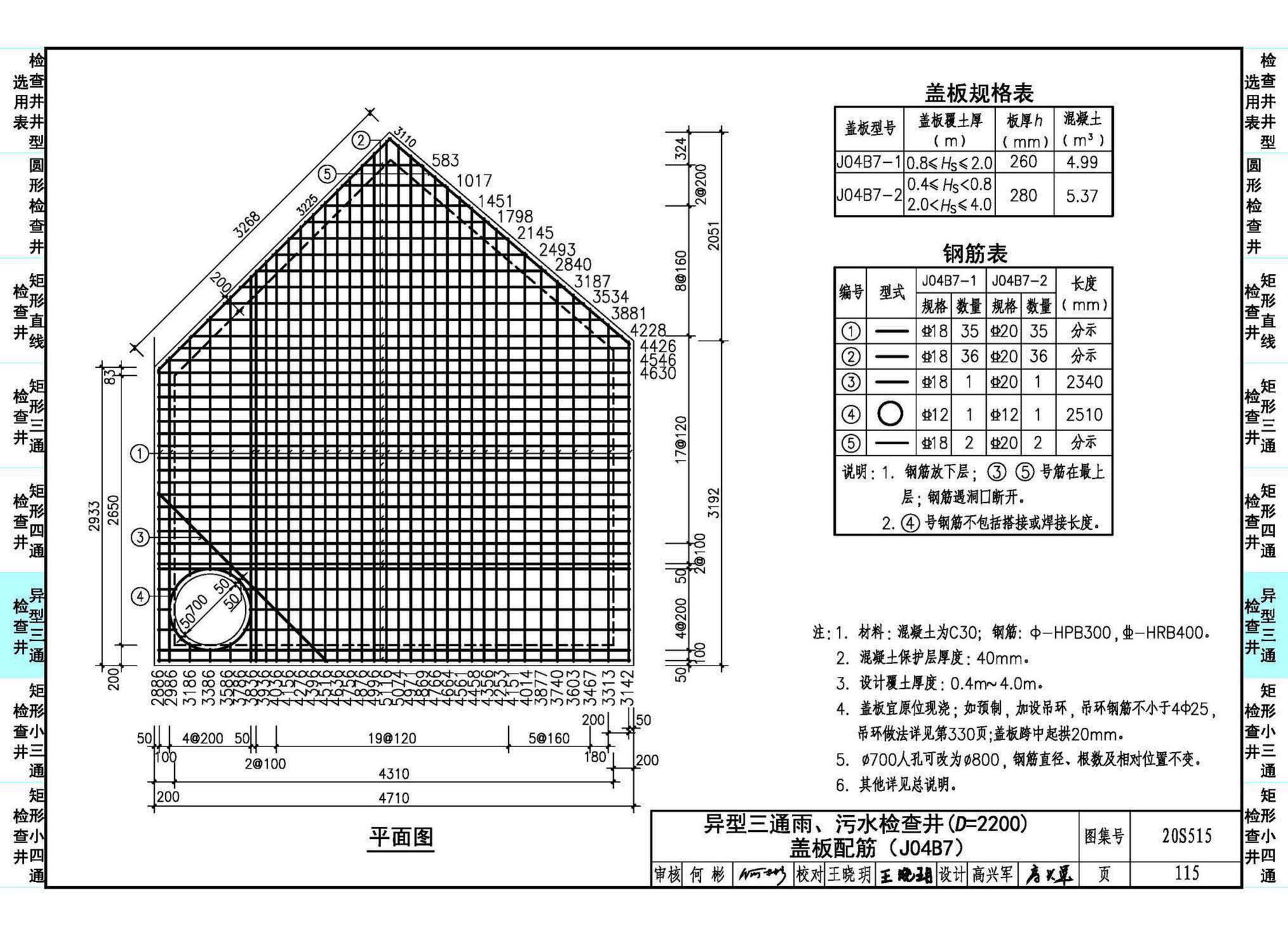 20S515--钢筋混凝土及砖砌排水检查井