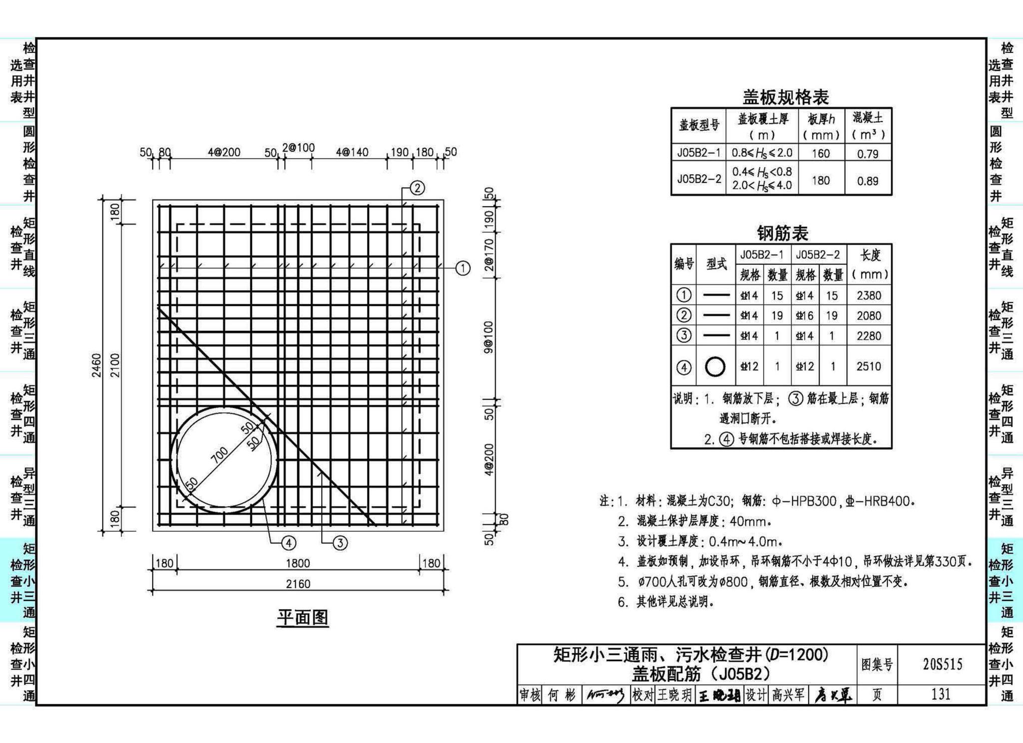 20S515--钢筋混凝土及砖砌排水检查井