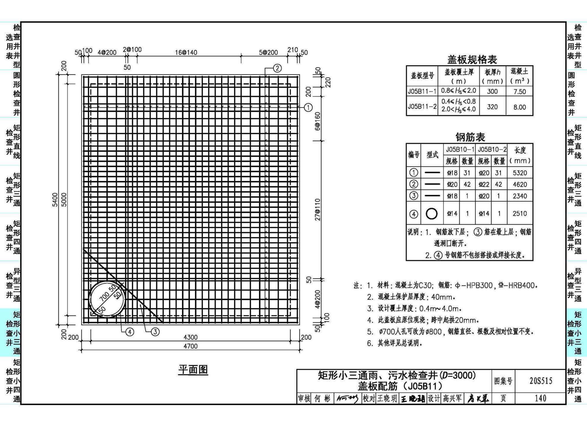 20S515--钢筋混凝土及砖砌排水检查井