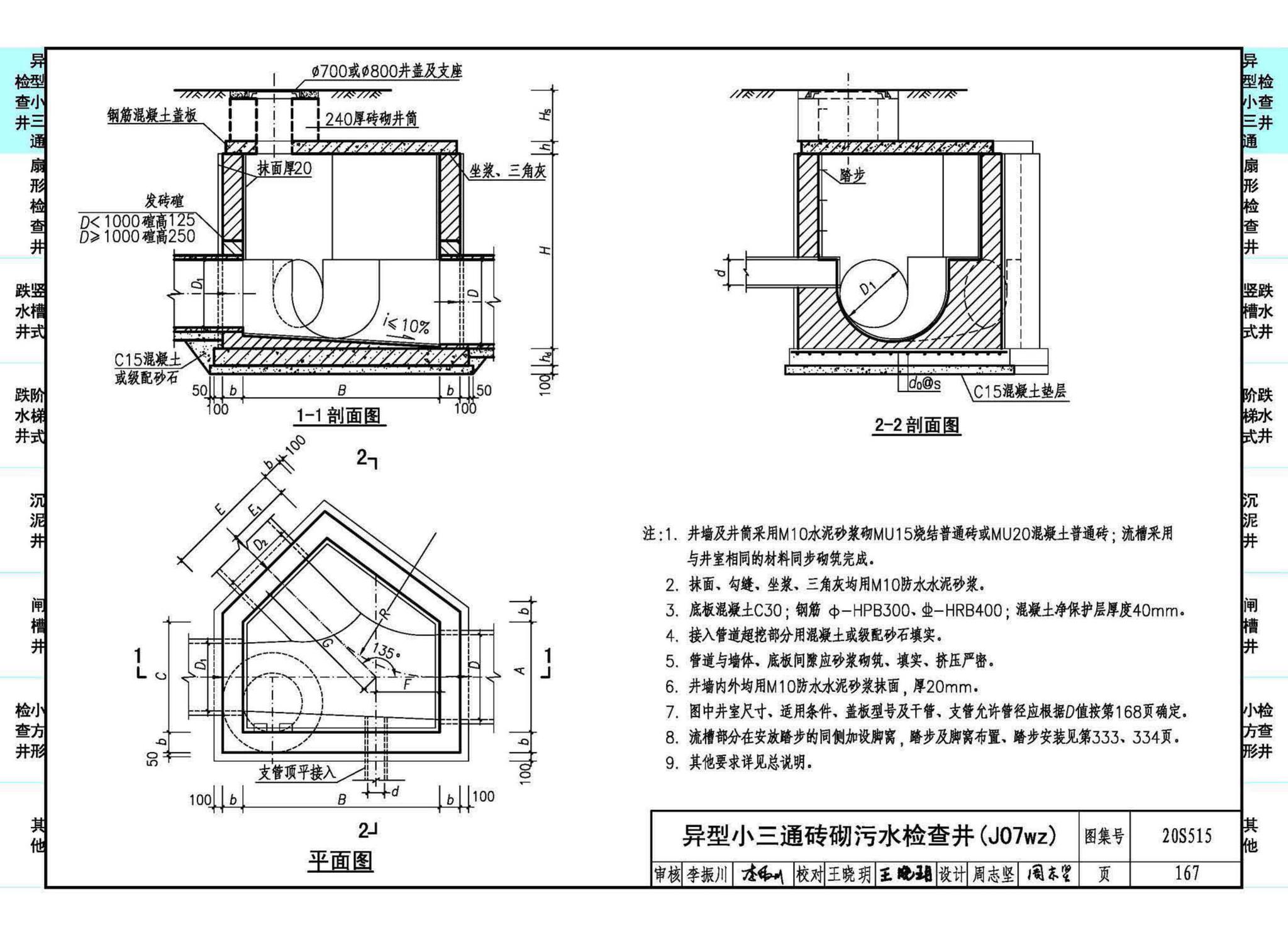 20S515--钢筋混凝土及砖砌排水检查井