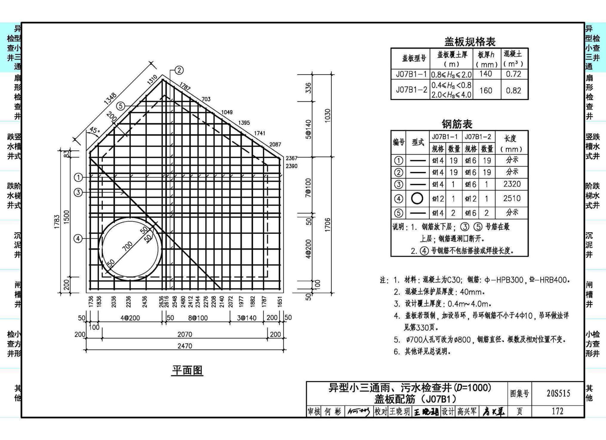 20S515--钢筋混凝土及砖砌排水检查井