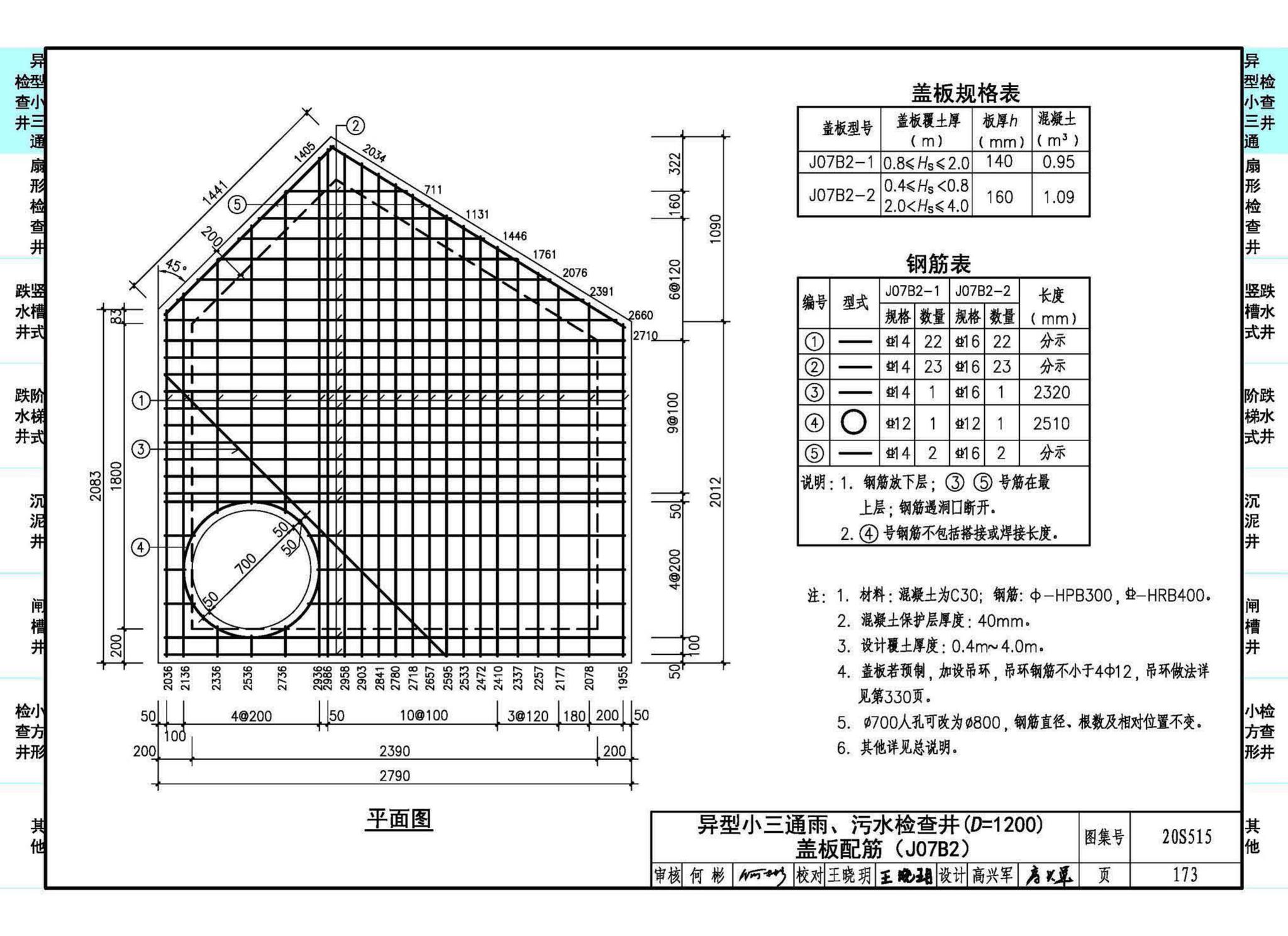 20S515--钢筋混凝土及砖砌排水检查井