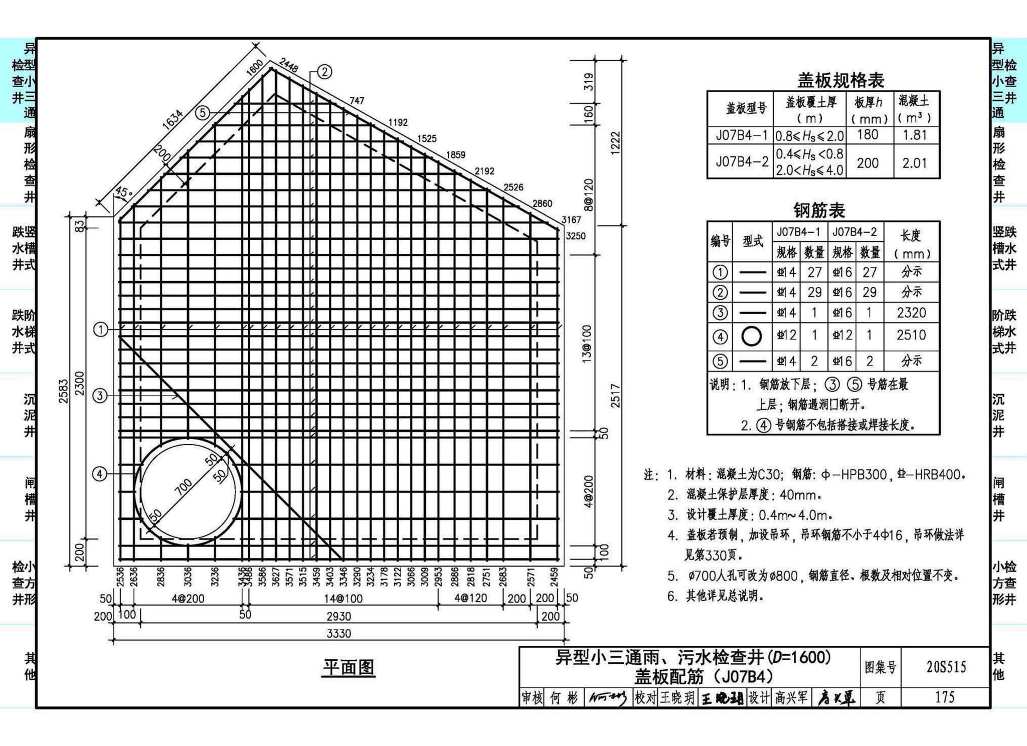 20S515--钢筋混凝土及砖砌排水检查井