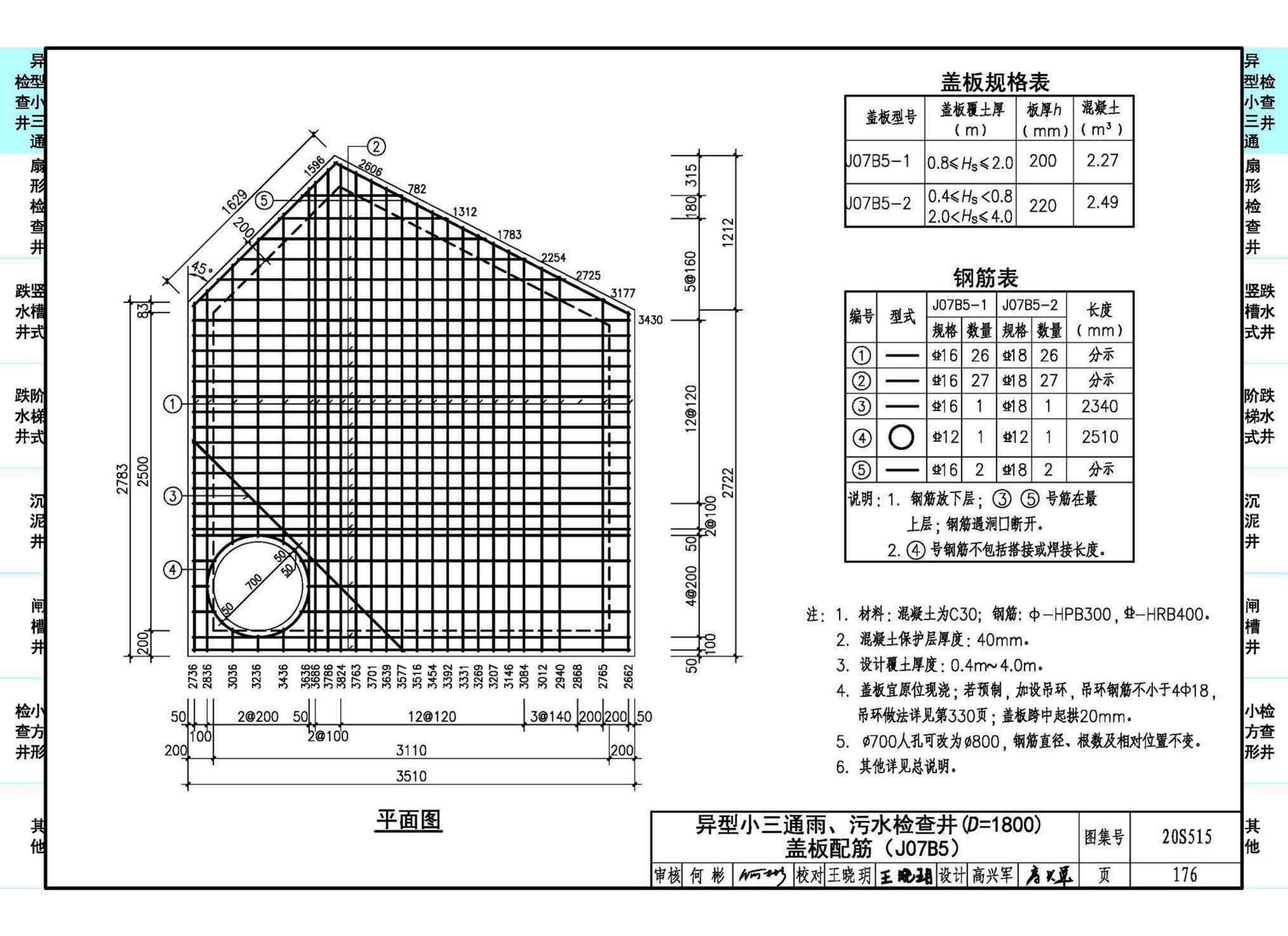 20S515--钢筋混凝土及砖砌排水检查井