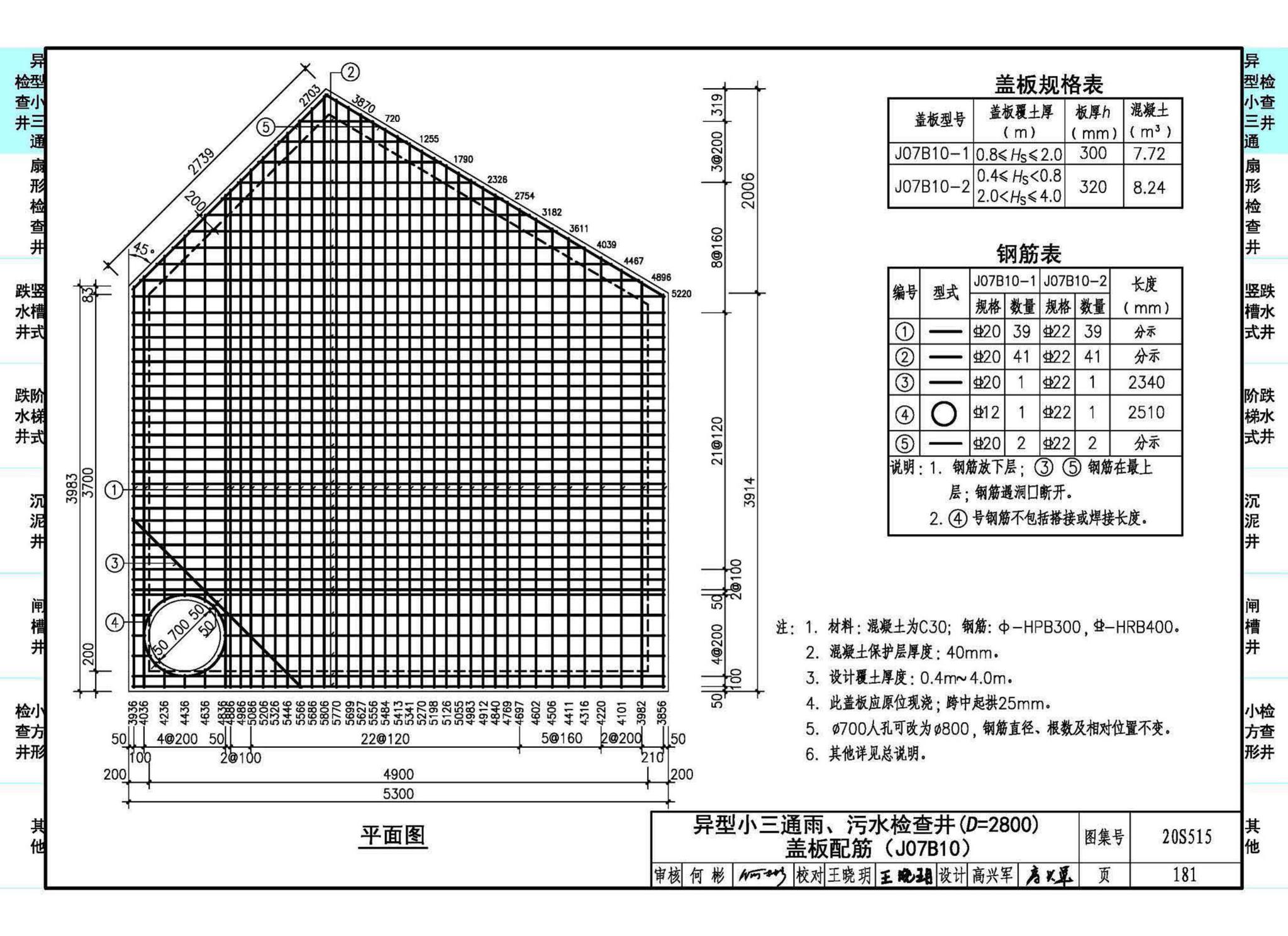 20S515--钢筋混凝土及砖砌排水检查井