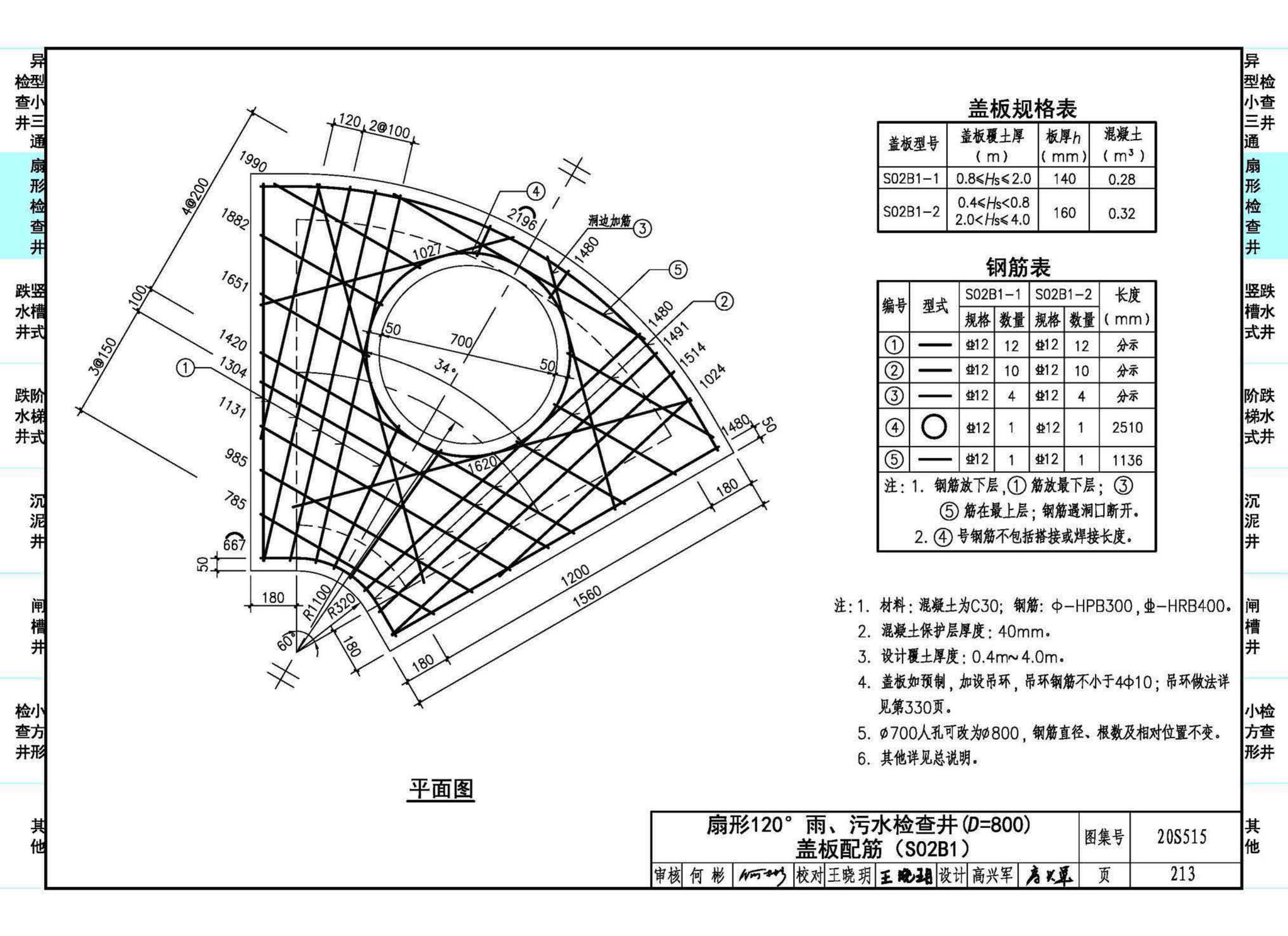 20S515--钢筋混凝土及砖砌排水检查井