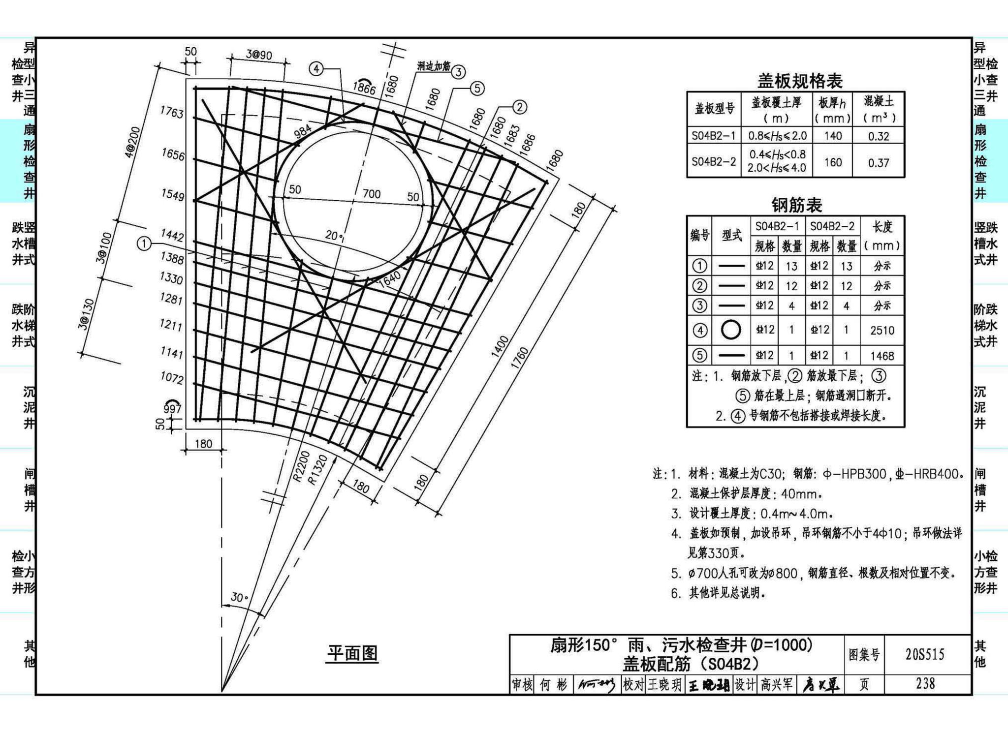 20S515--钢筋混凝土及砖砌排水检查井