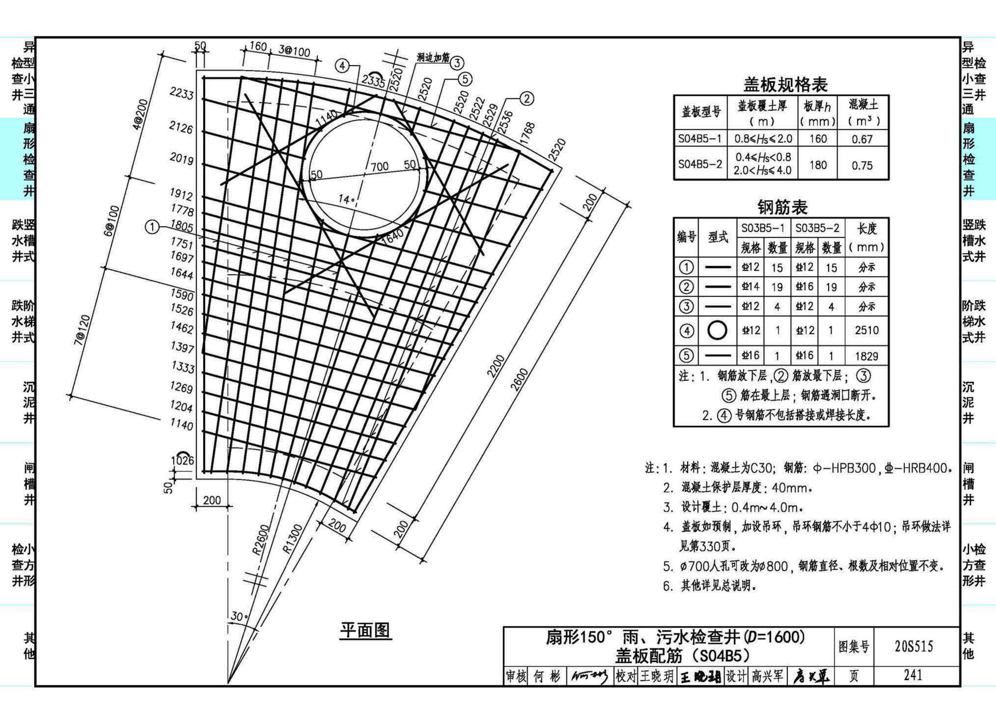 20S515--钢筋混凝土及砖砌排水检查井