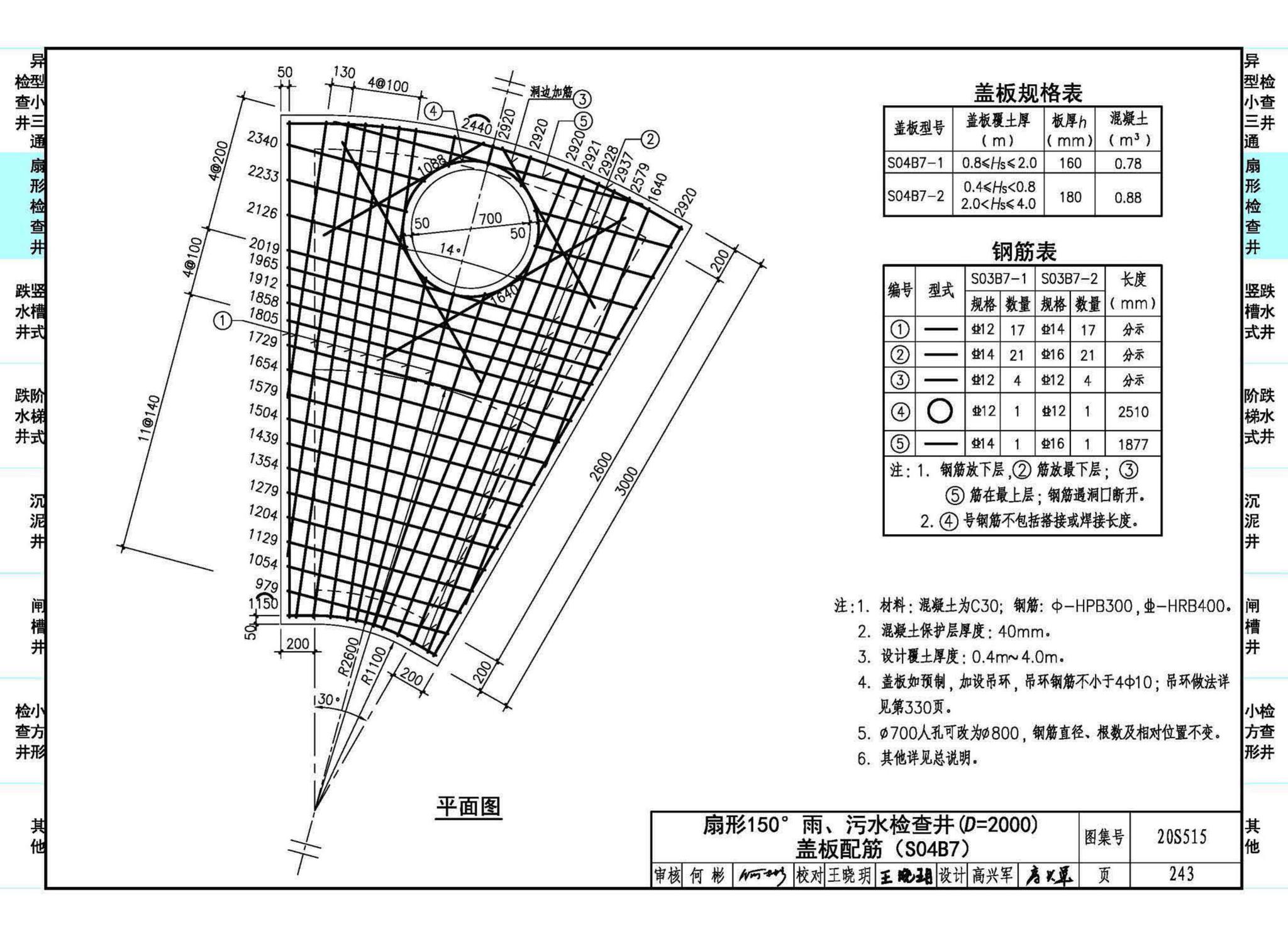 20S515--钢筋混凝土及砖砌排水检查井