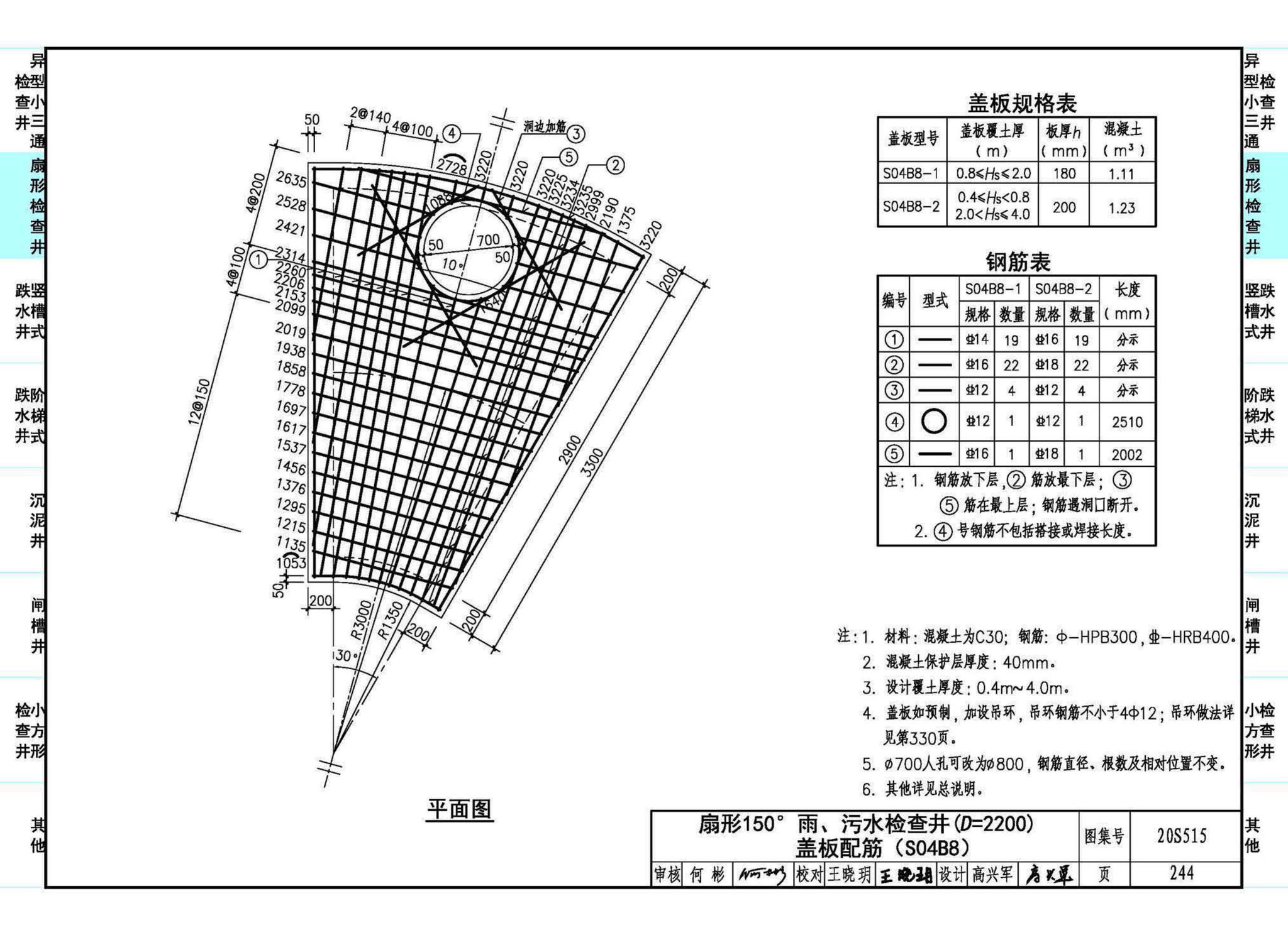 20S515--钢筋混凝土及砖砌排水检查井