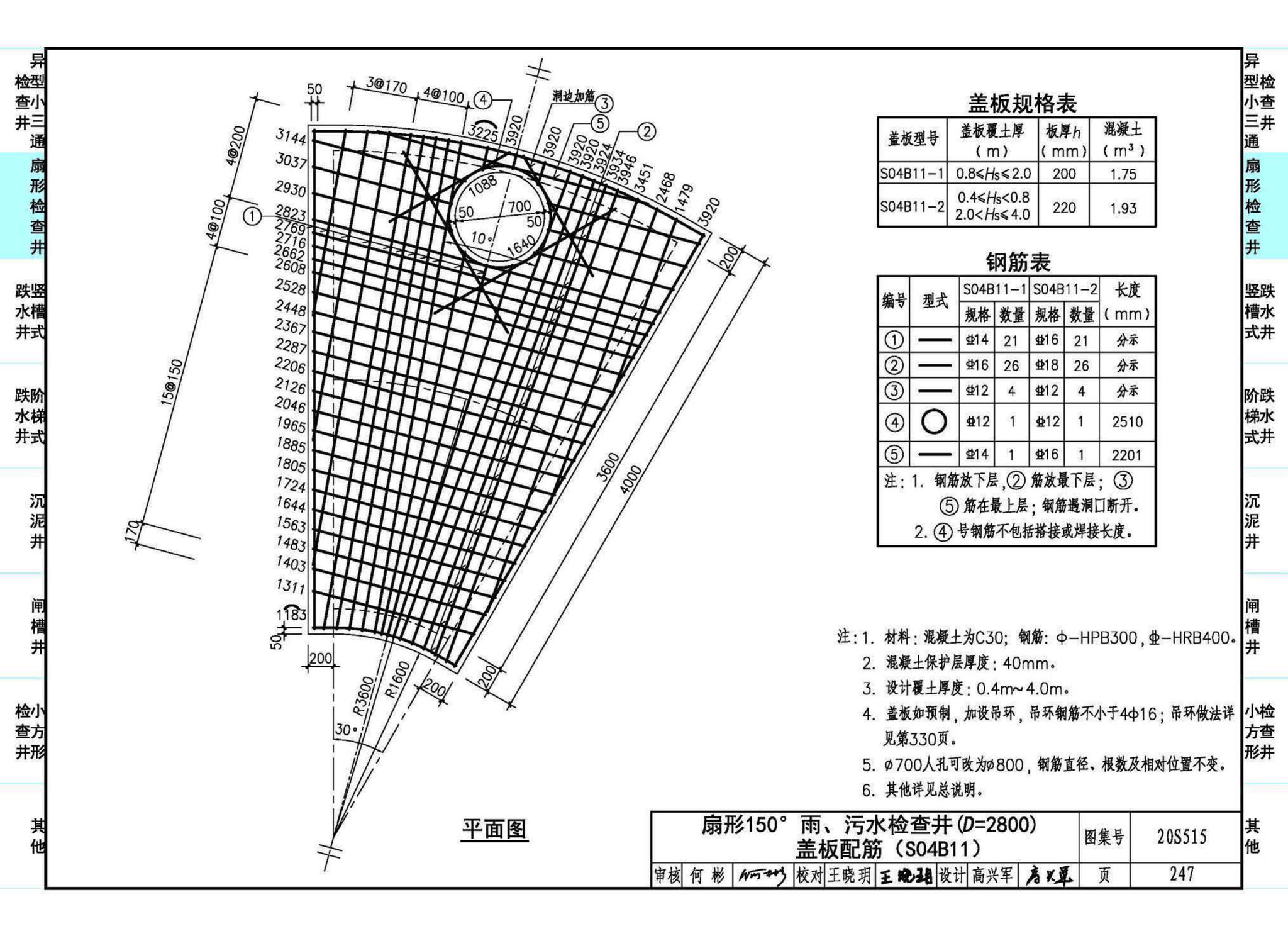 20S515--钢筋混凝土及砖砌排水检查井