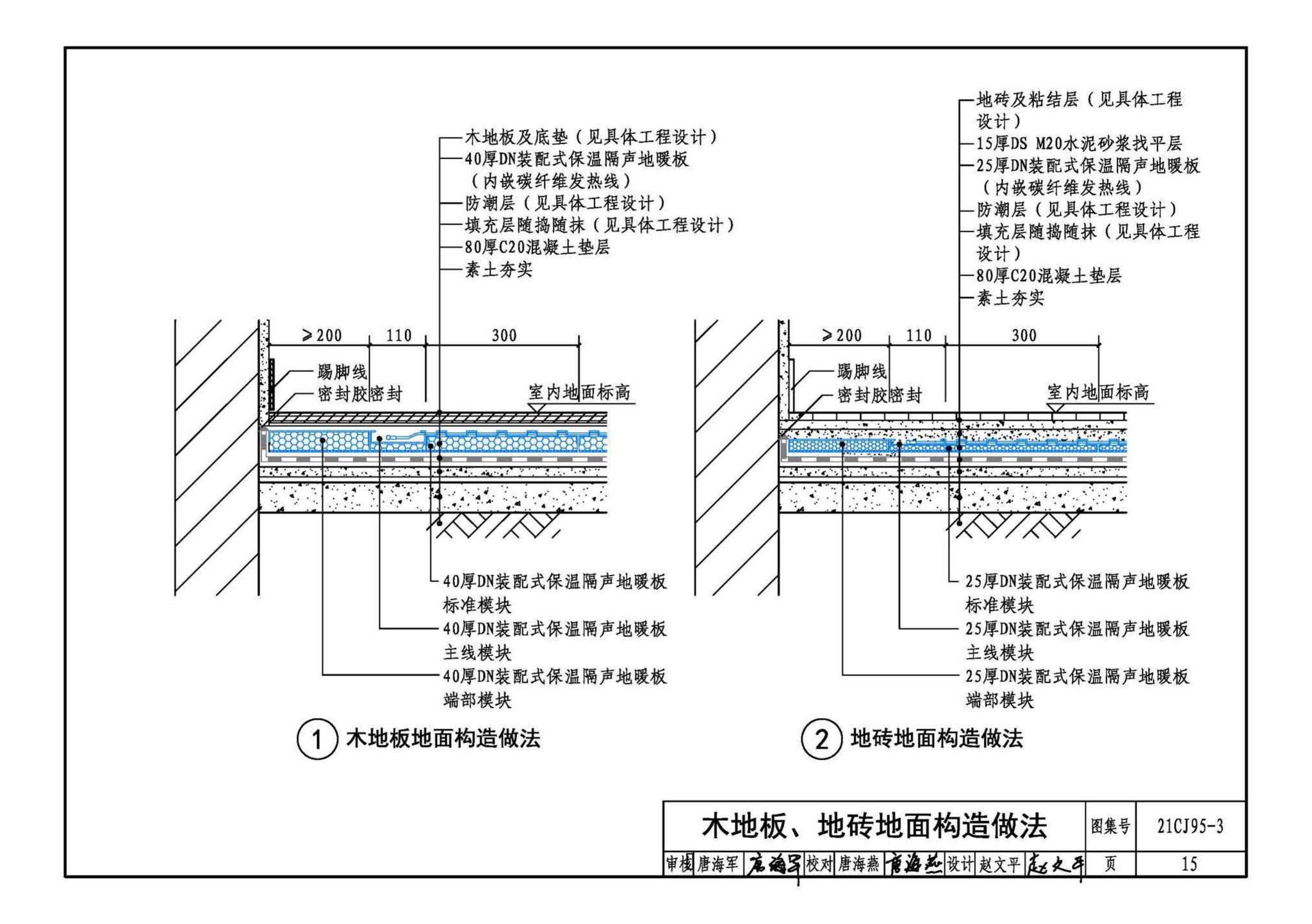 21CJ95-3--装配式保温楼地面建筑构造——DN保温隔声地暖系统