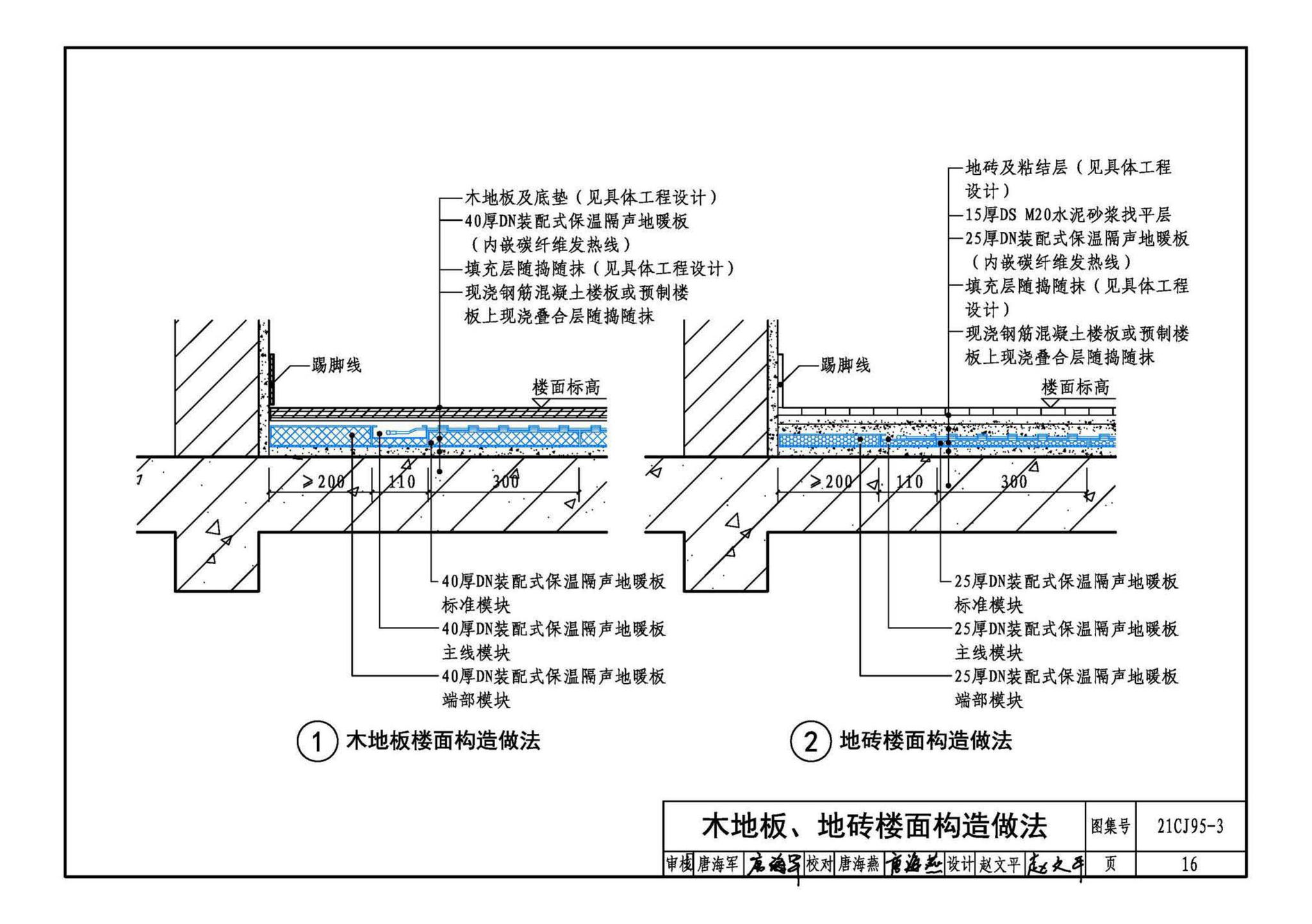 21CJ95-3--装配式保温楼地面建筑构造——DN保温隔声地暖系统