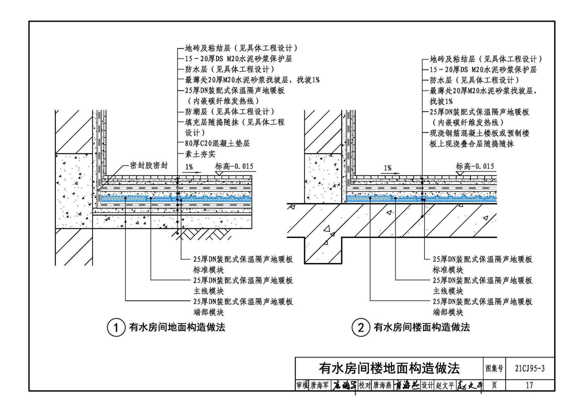 21CJ95-3--装配式保温楼地面建筑构造——DN保温隔声地暖系统