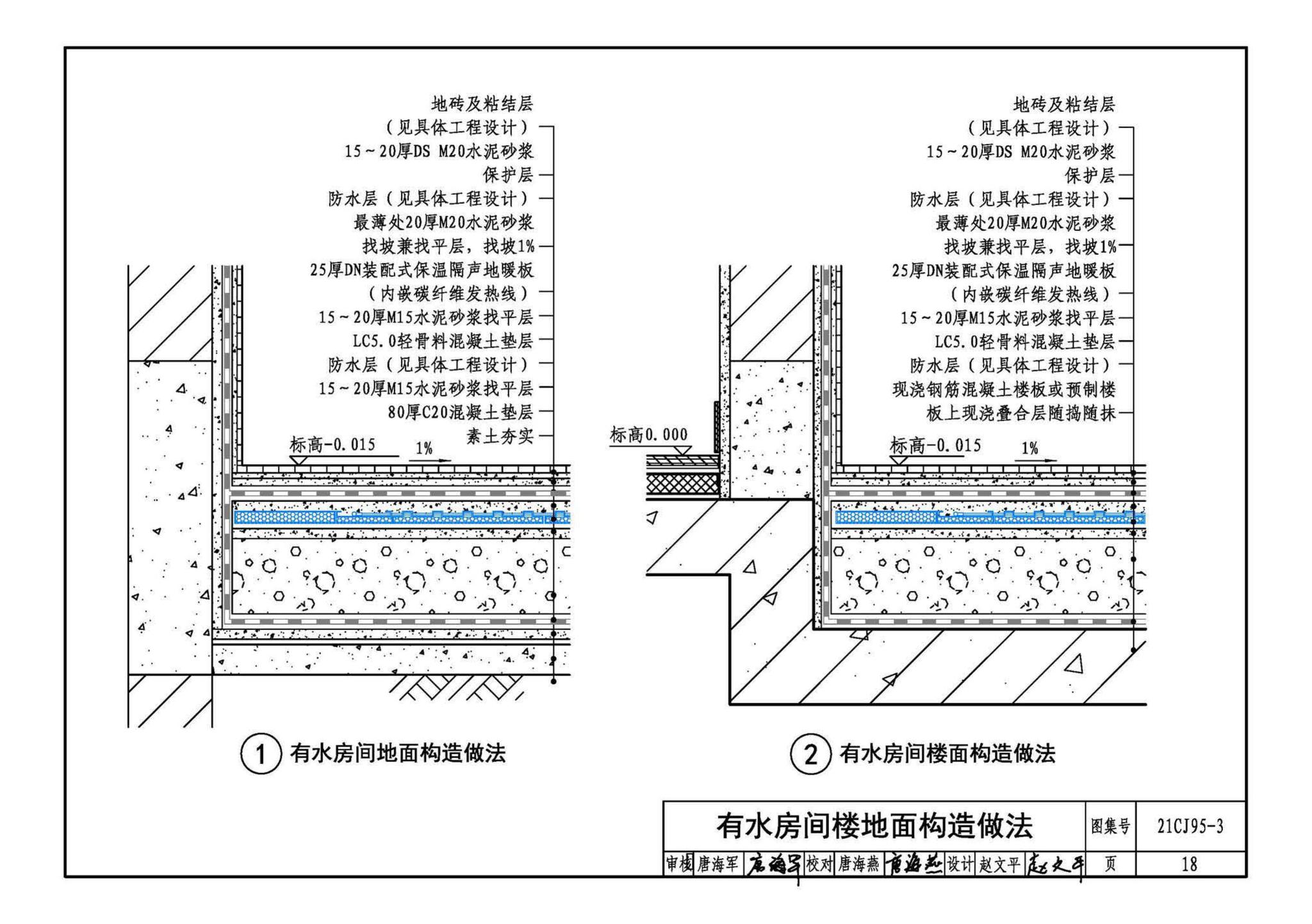 21CJ95-3--装配式保温楼地面建筑构造——DN保温隔声地暖系统