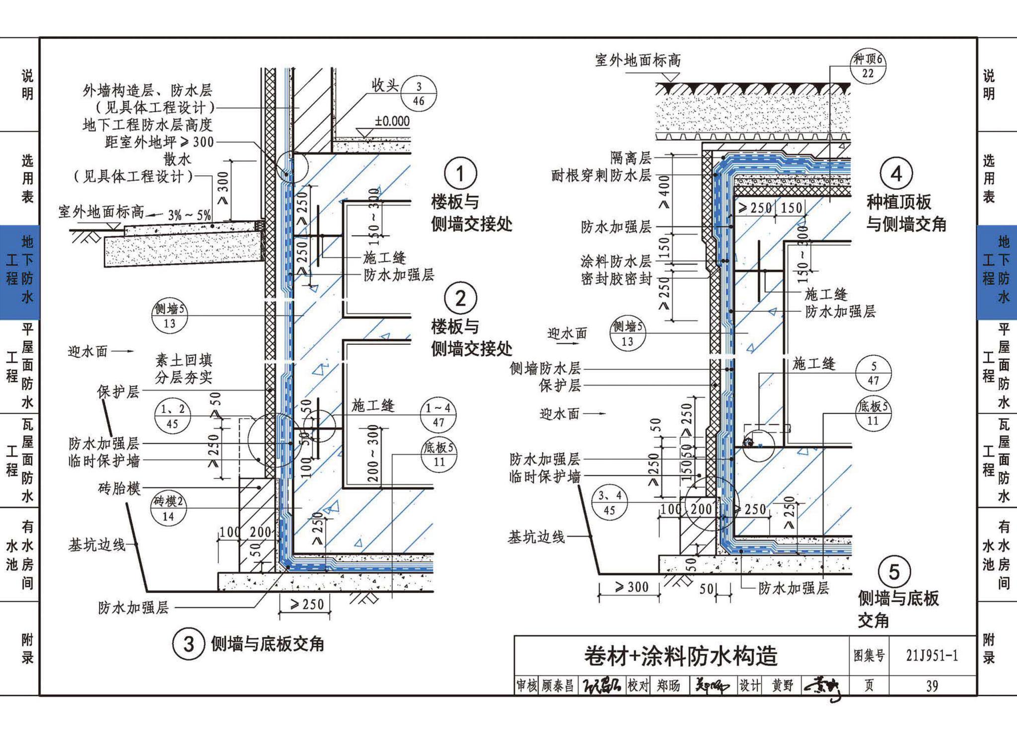 21J951-1--聚乙烯丙纶卷材复合防水构造