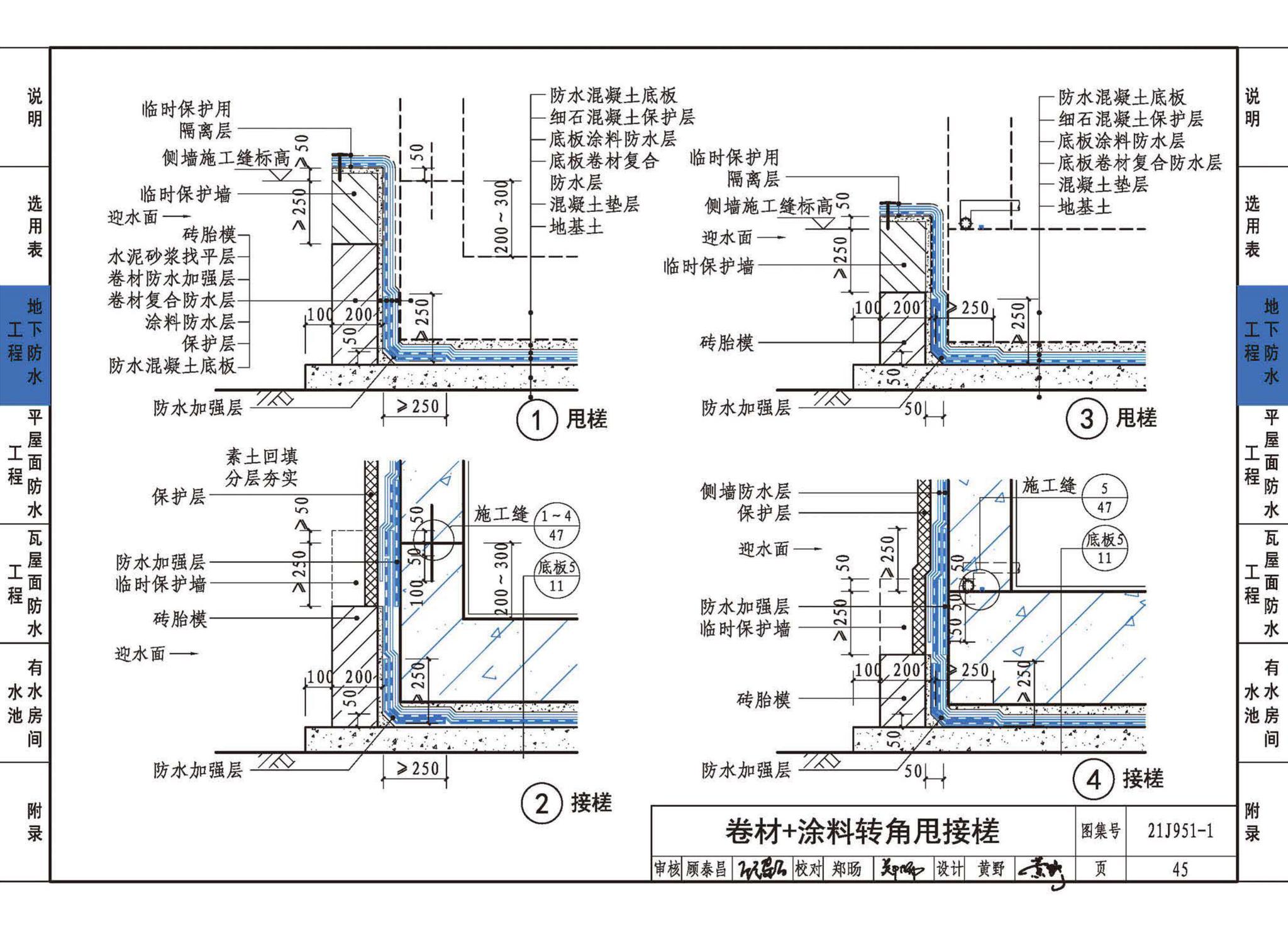 21J951-1--聚乙烯丙纶卷材复合防水构造