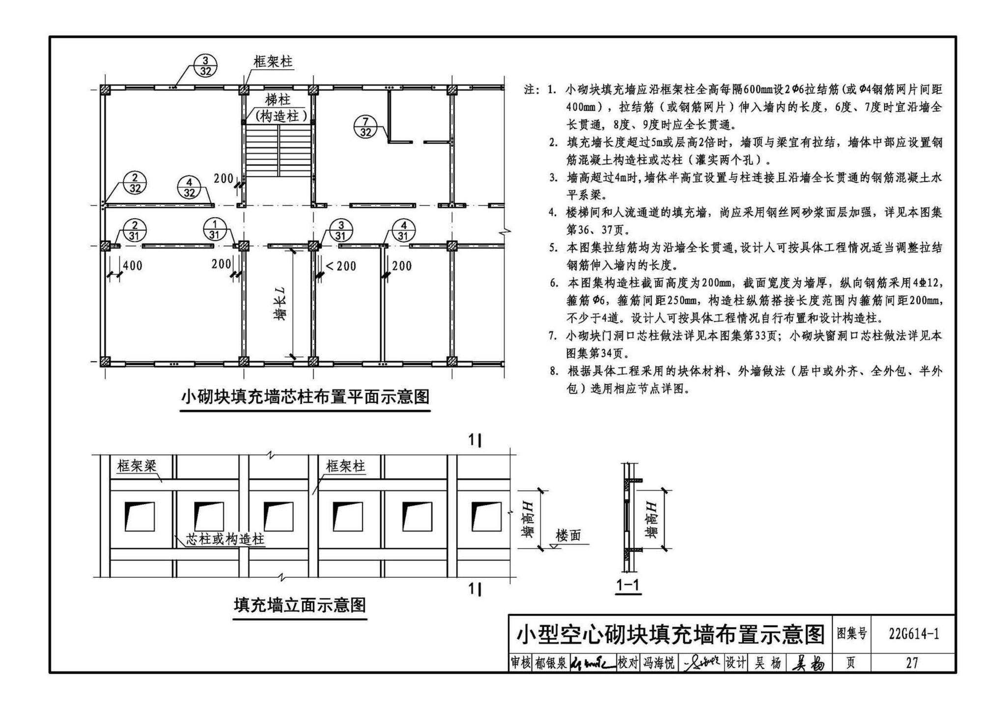 22G614-1--砌体填充墙结构构造