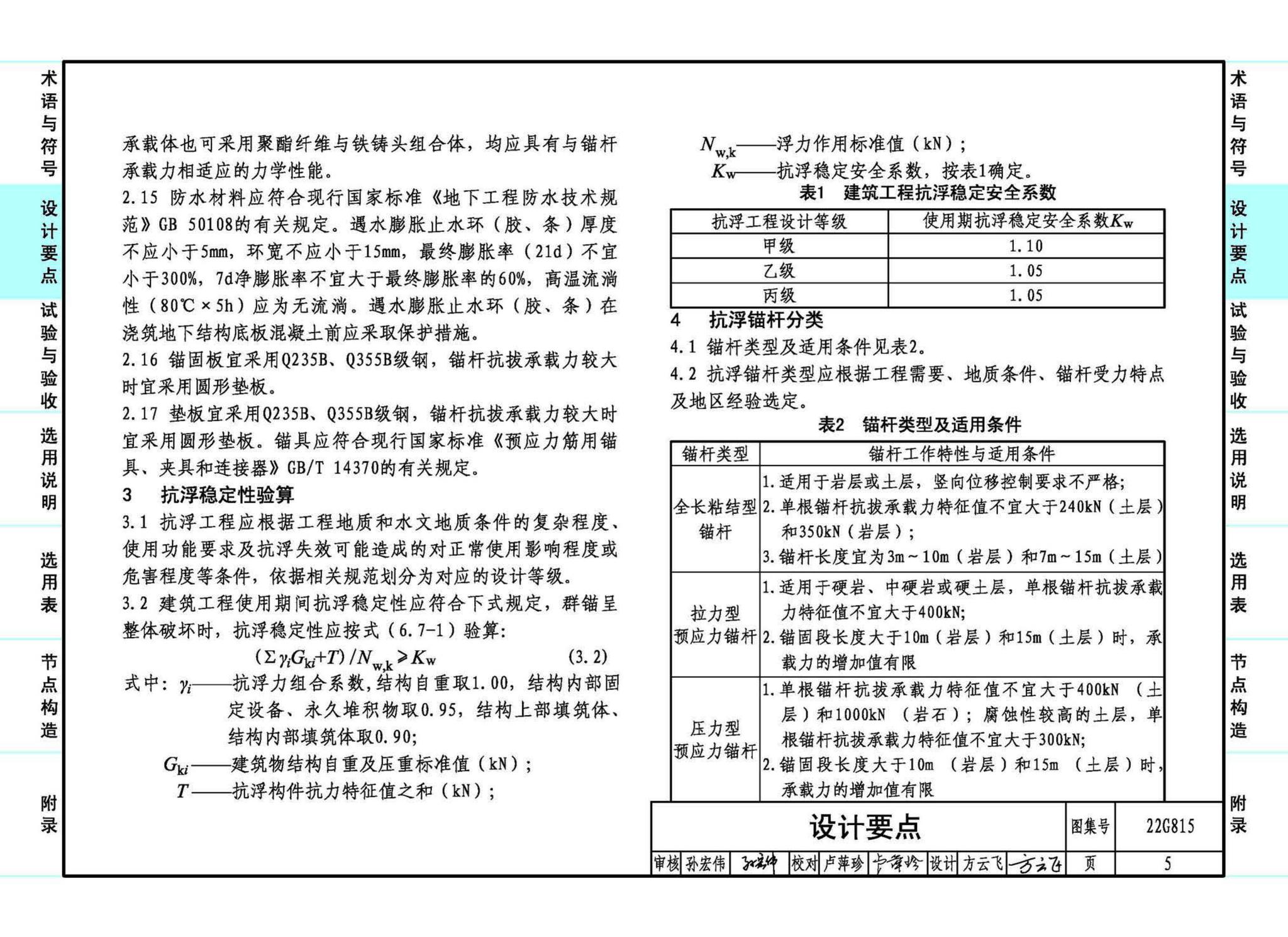 22G815--建筑结构抗浮锚杆