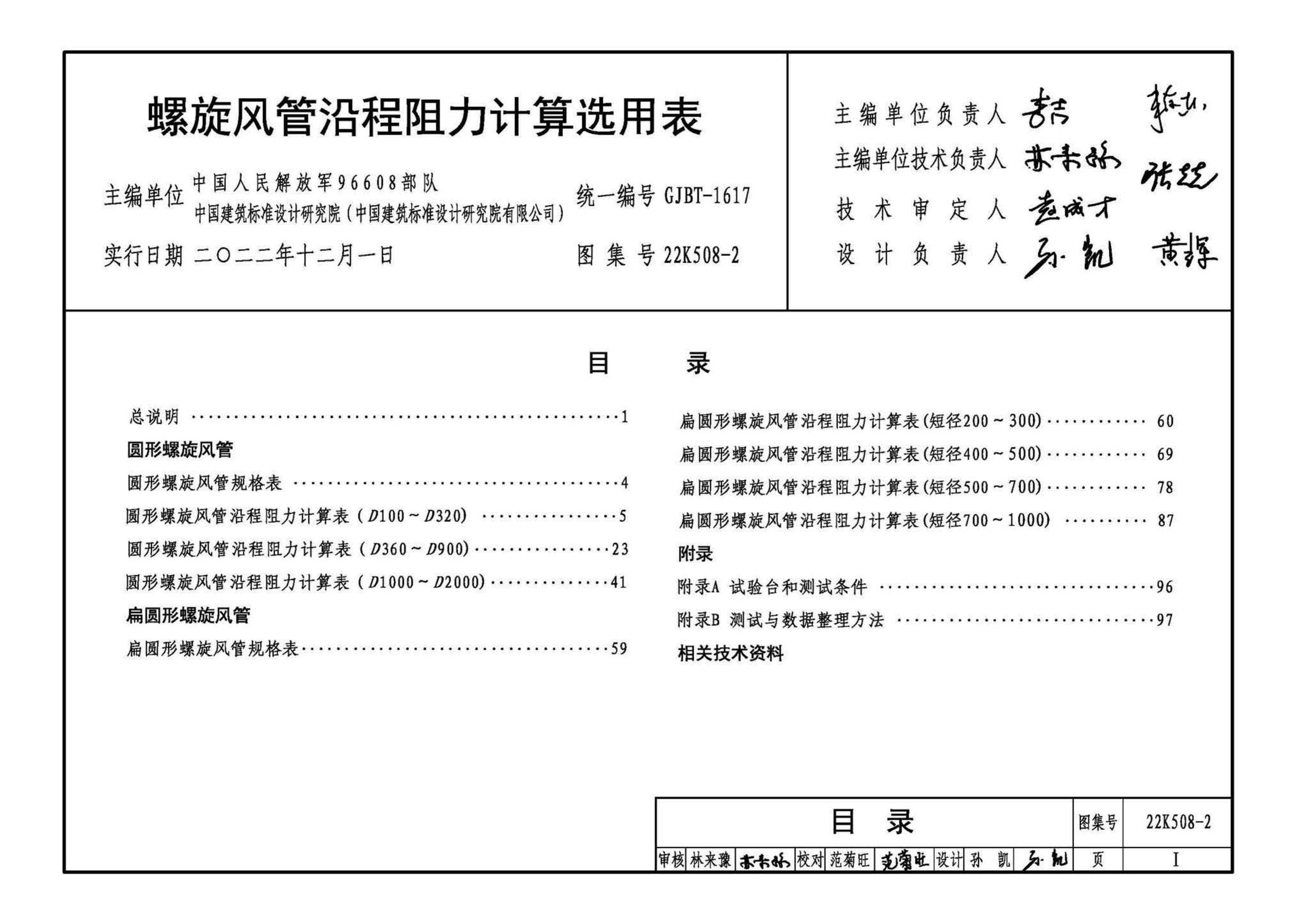 22K508-2--螺旋风管沿程阻力计算选用表