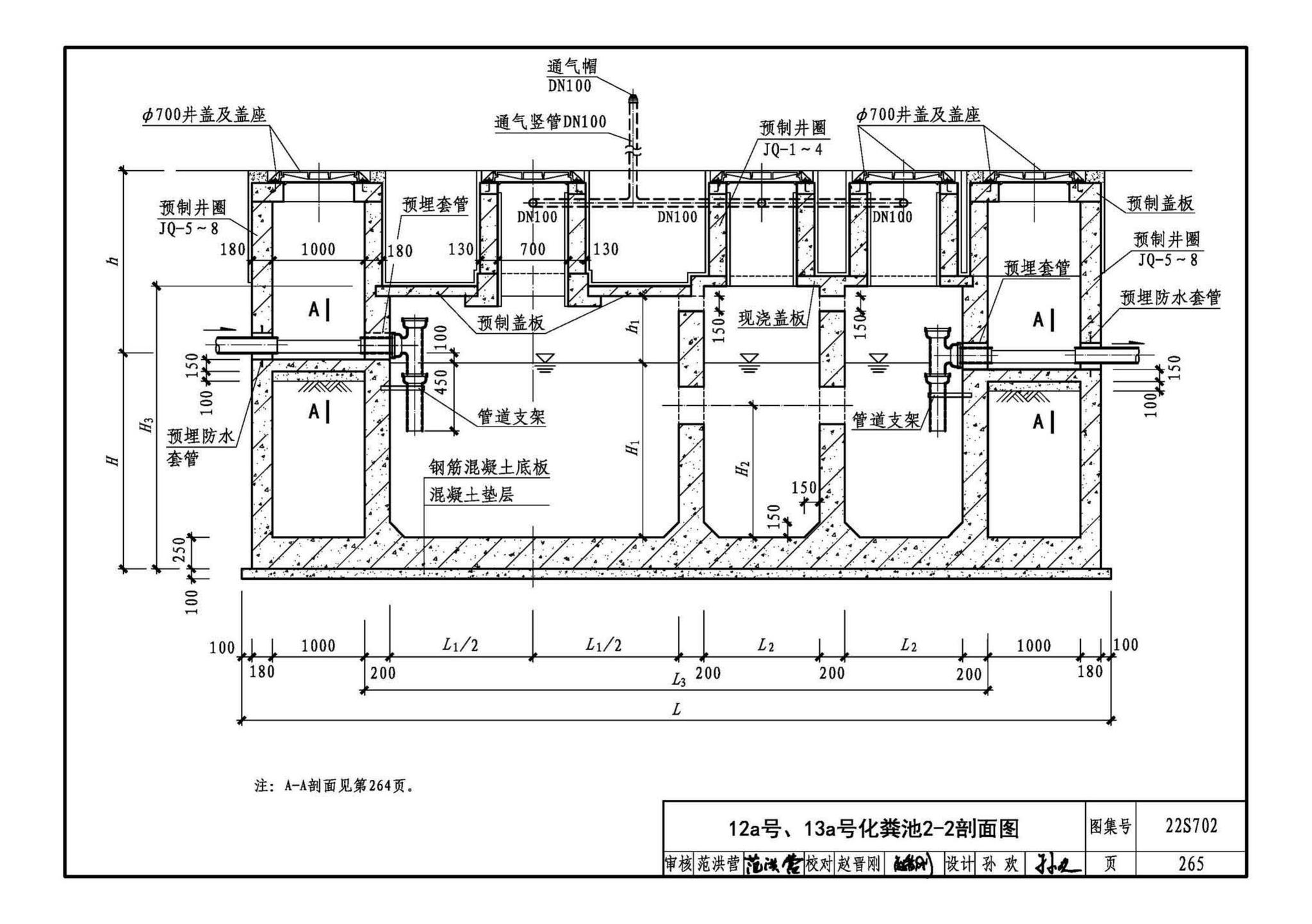 22S702--室外排水设施设计与施工——钢筋混凝土化粪池