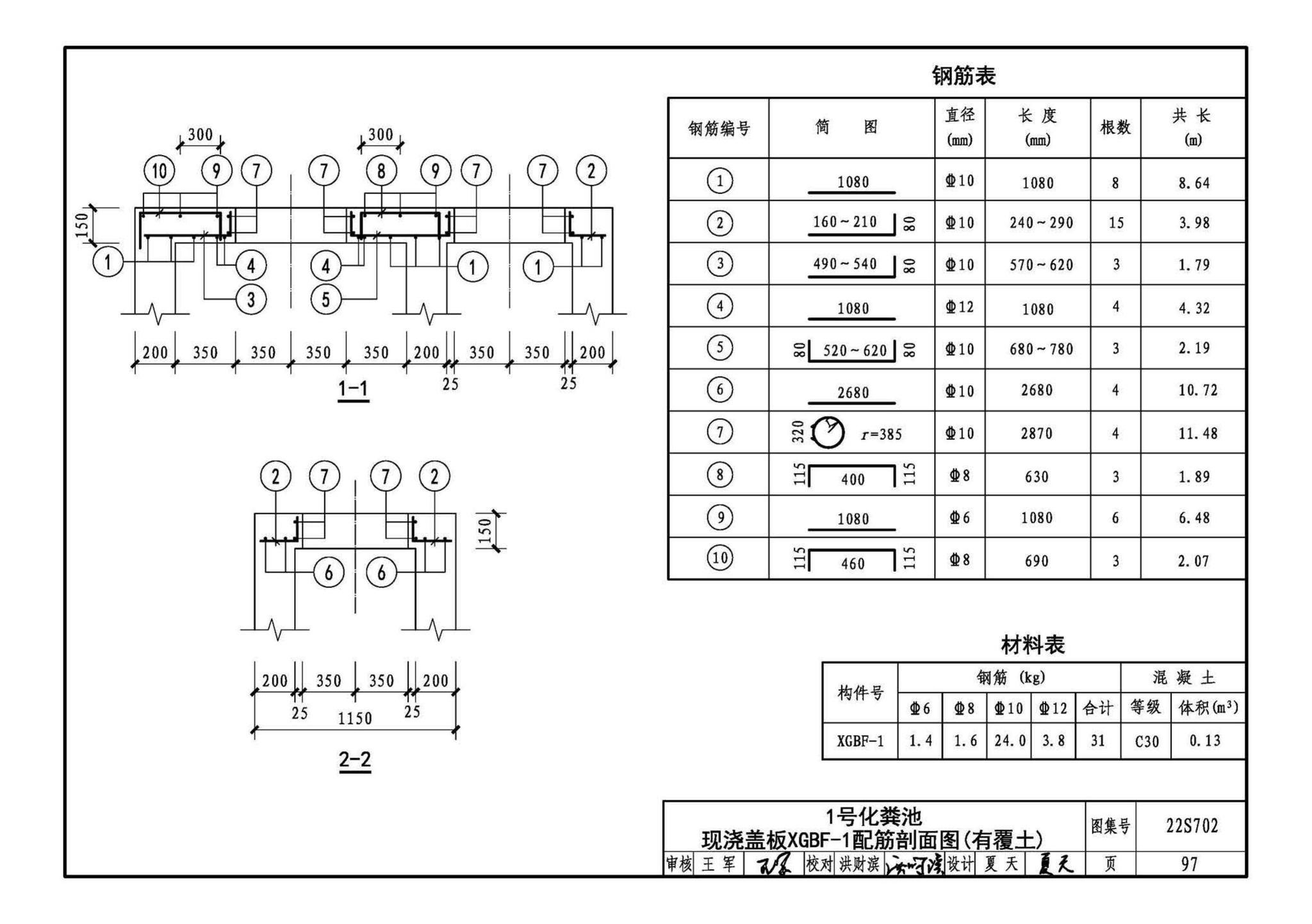 22S702--室外排水设施设计与施工——钢筋混凝土化粪池