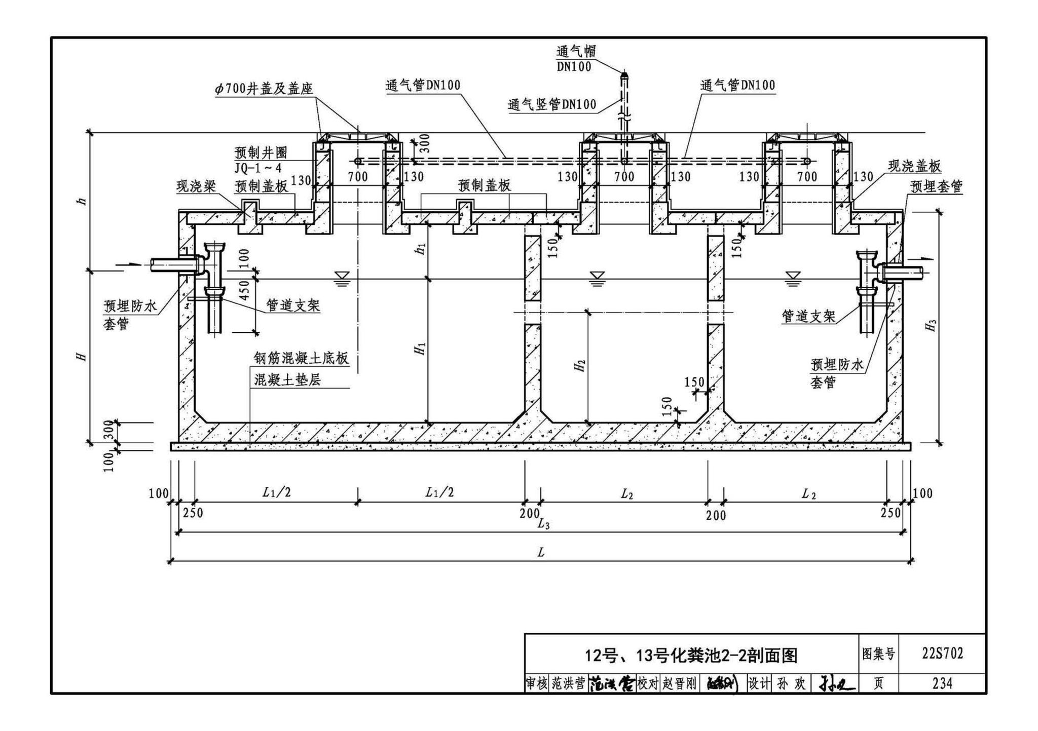 22S702--室外排水设施设计与施工——钢筋混凝土化粪池