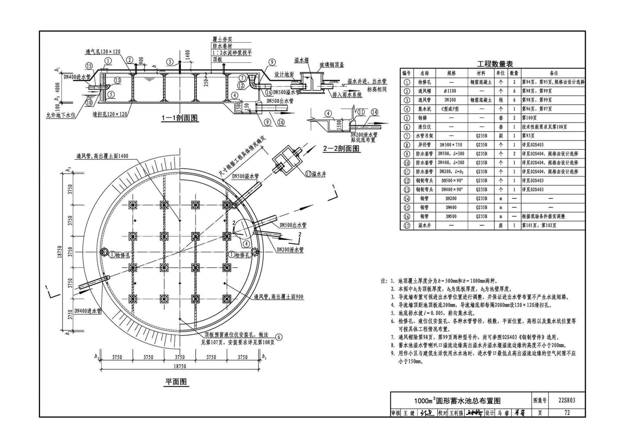 22S803--圆形钢筋混凝土蓄水池