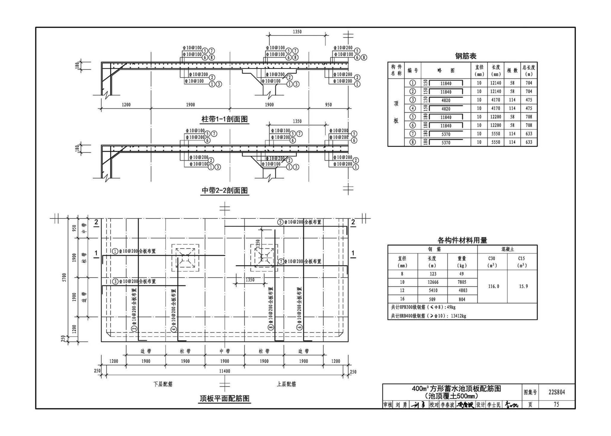 22S804--矩形钢筋混凝土蓄水池