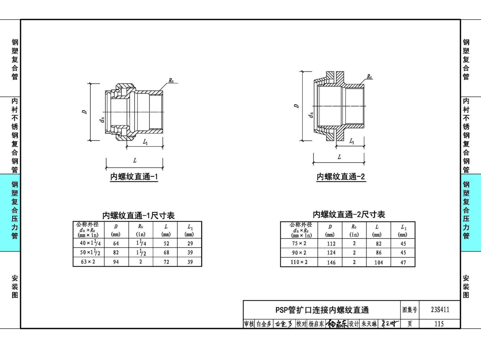 23S411--建筑给水复合金属管道安装