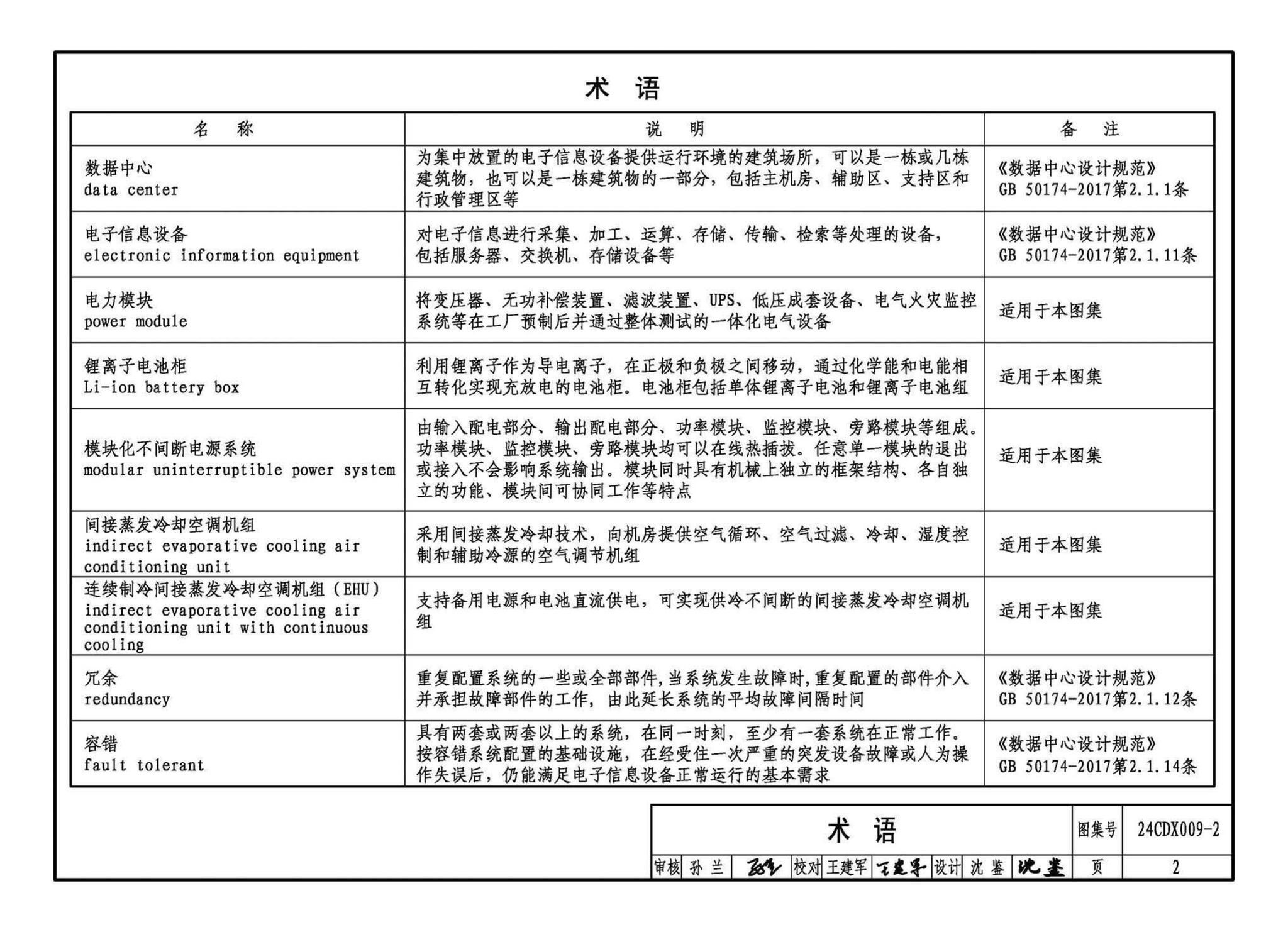 24CDX009-2--数据中心机电设施设计与安装 —电力模块、锂离子电池柜、间接蒸发冷却空调系统