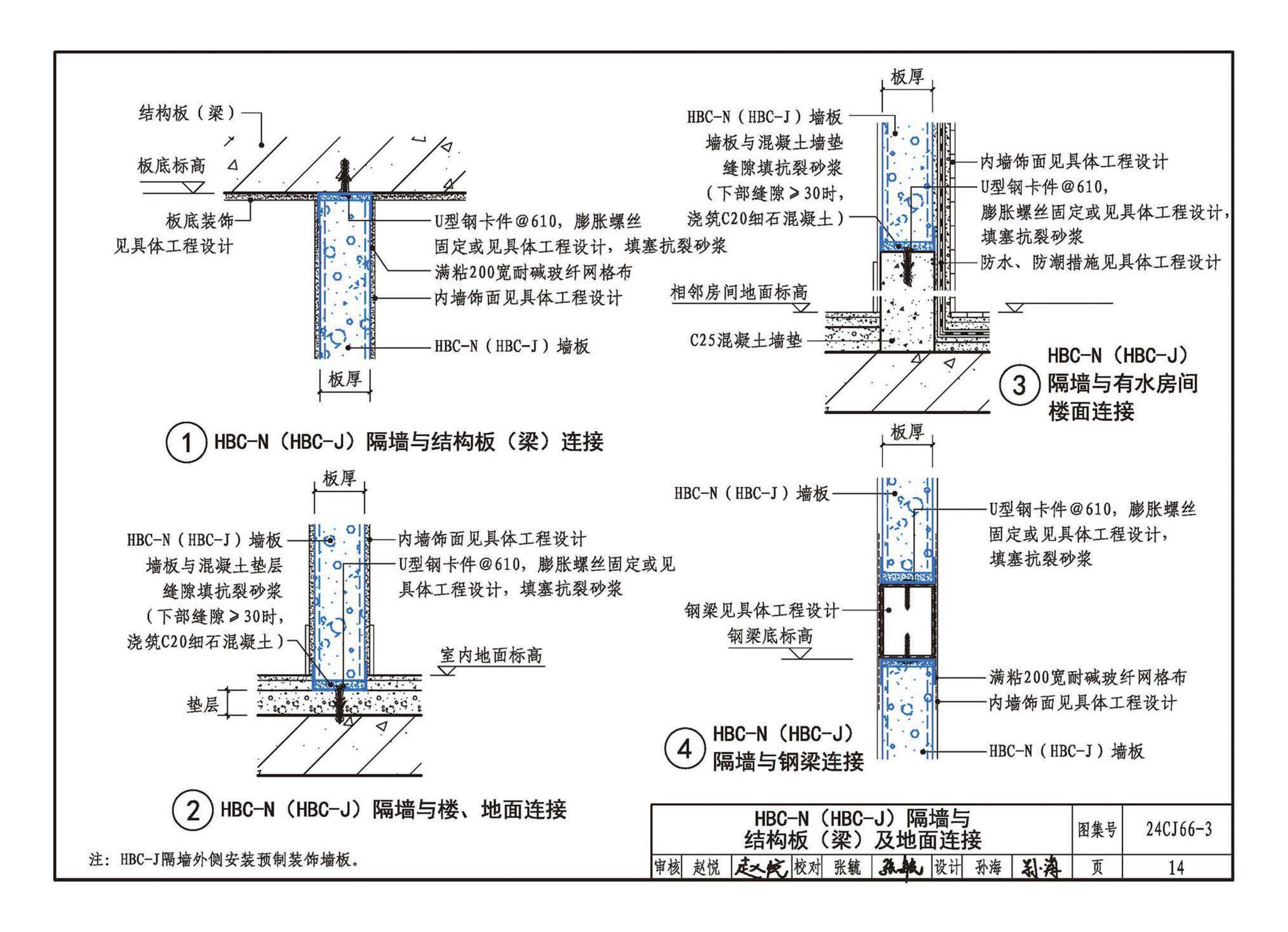 24CJ66-3--轻质内隔墙板建筑构造——HBC装配式（建筑装饰一体化）隔墙系统