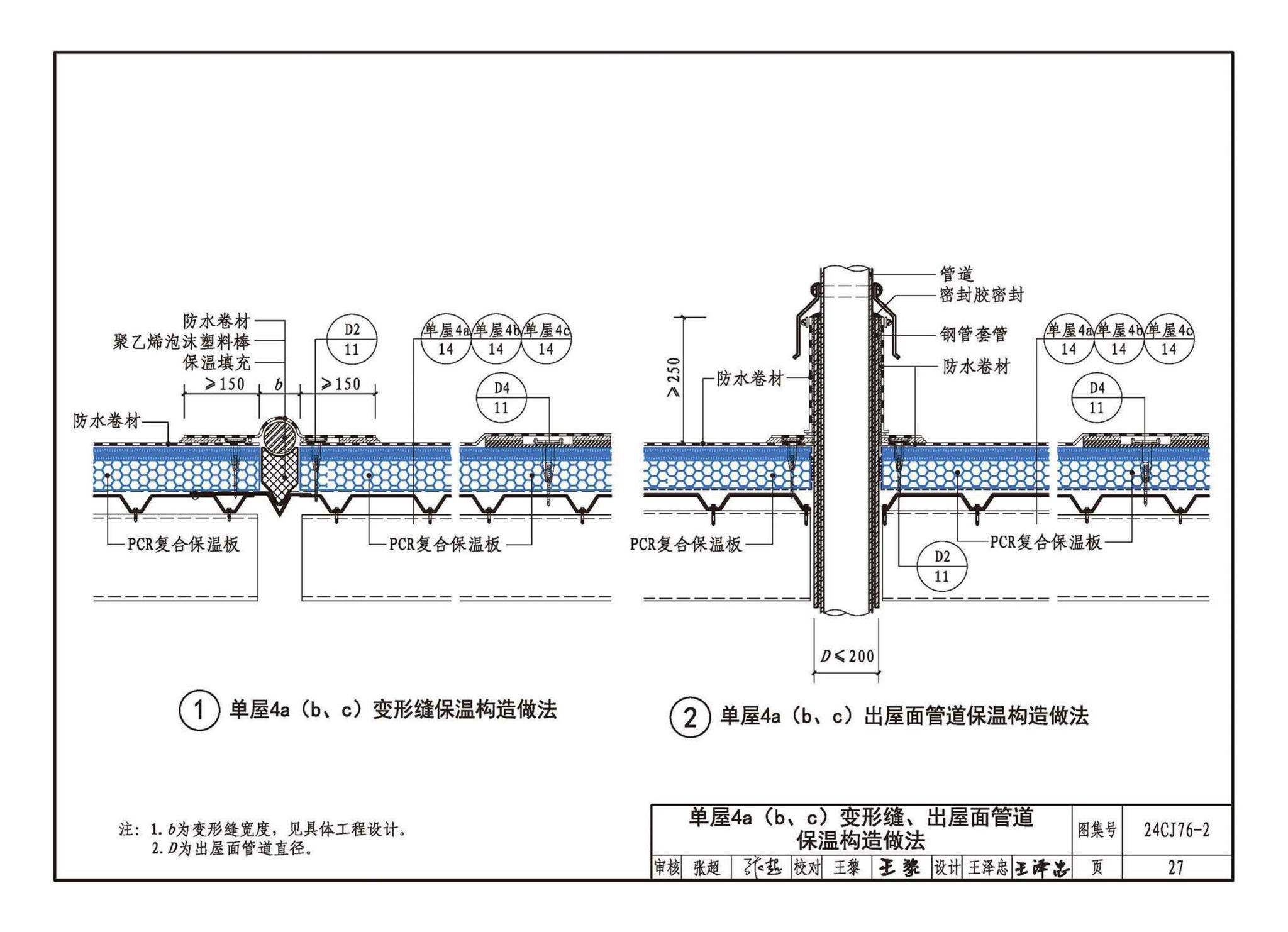 24CJ76-2--单层防水卷材屋面保温建筑构造——PCR复合保温板