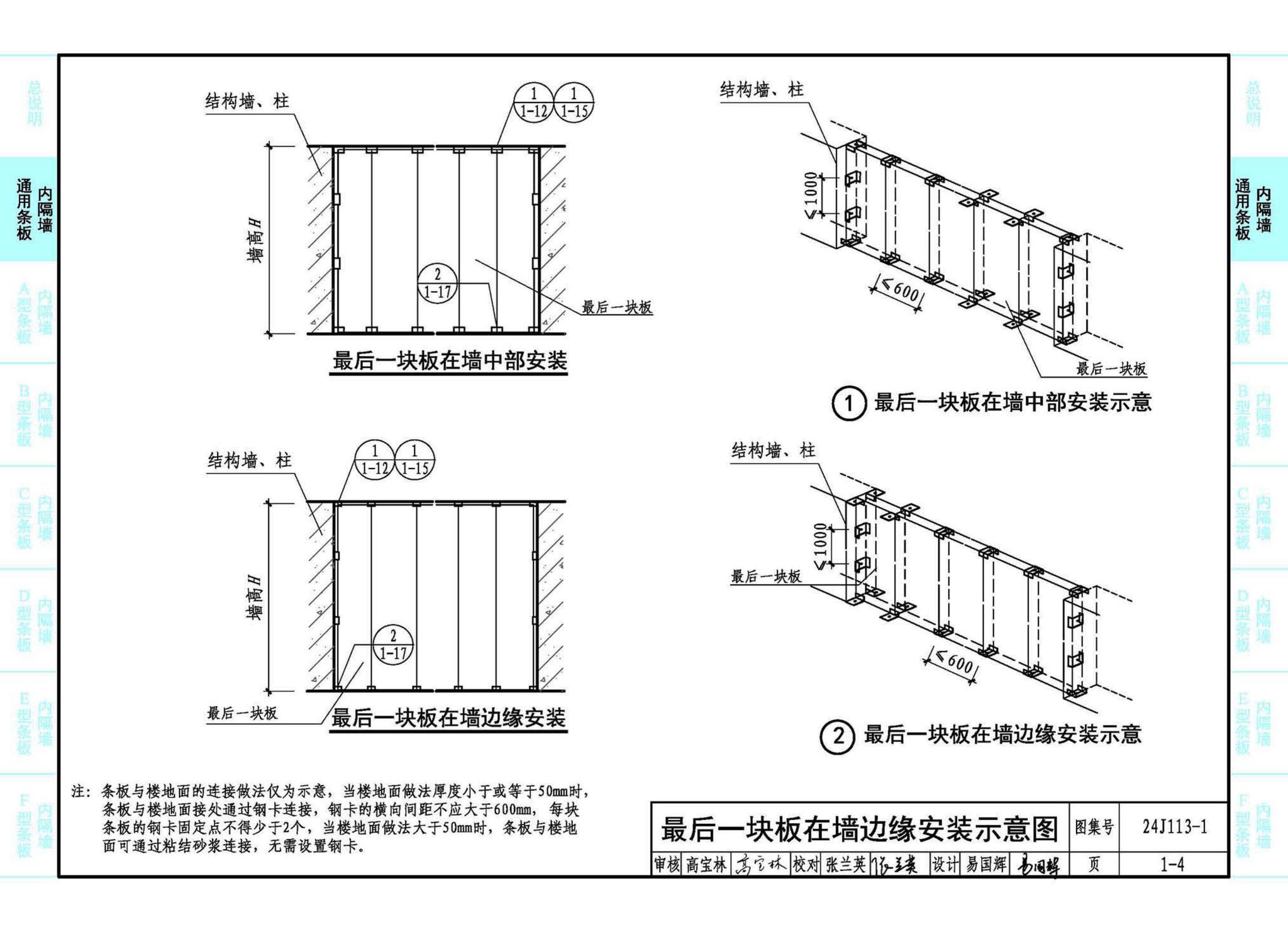 24J113-1--内隔墙—轻质条板（一）