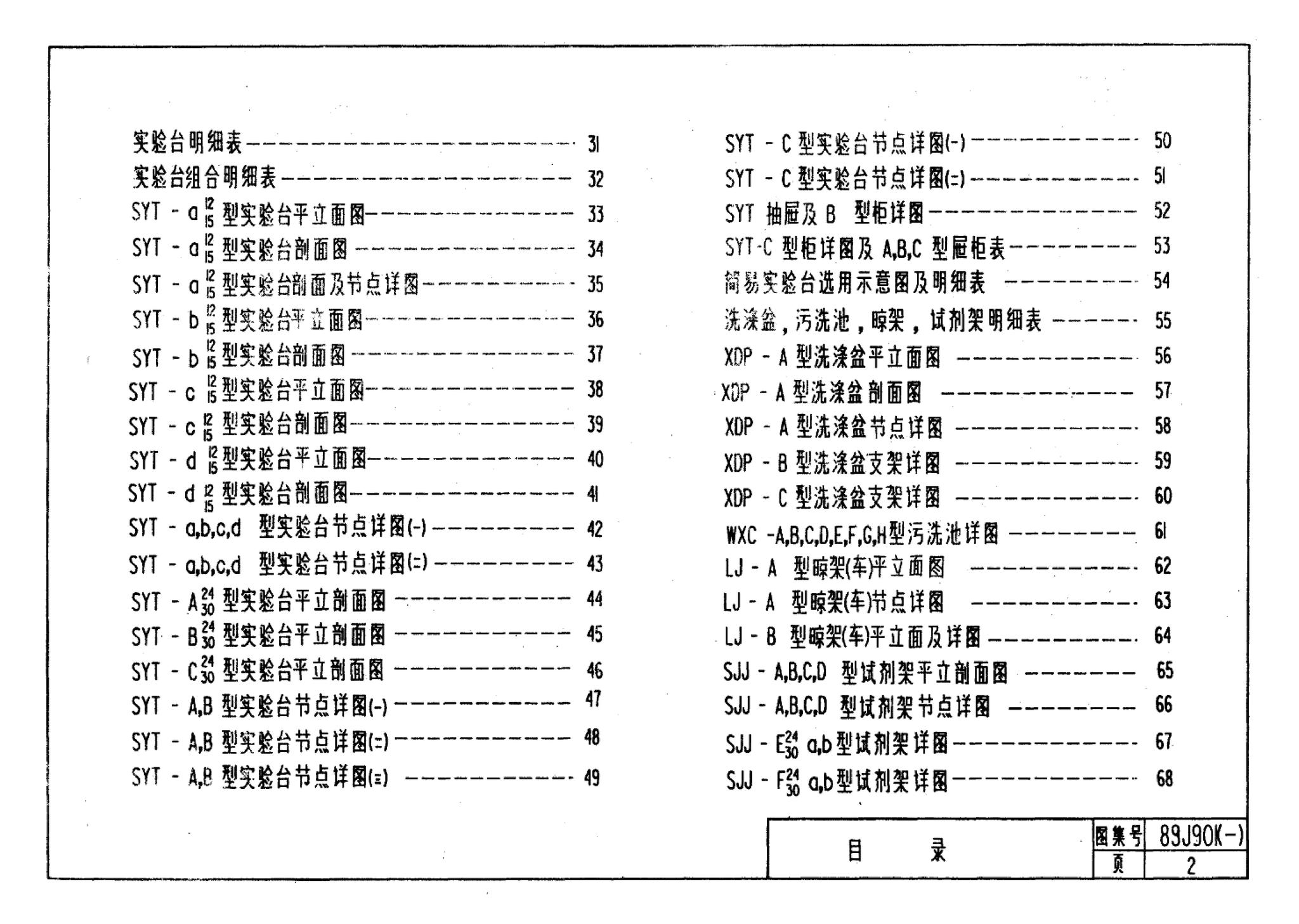 89J901(一)--实验室建筑设备（设计选用图）