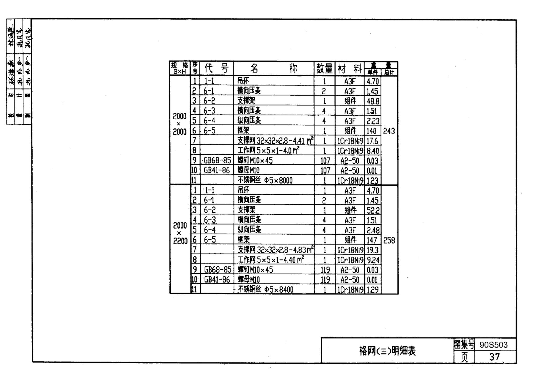 90S503--格栅、格网及起吊架