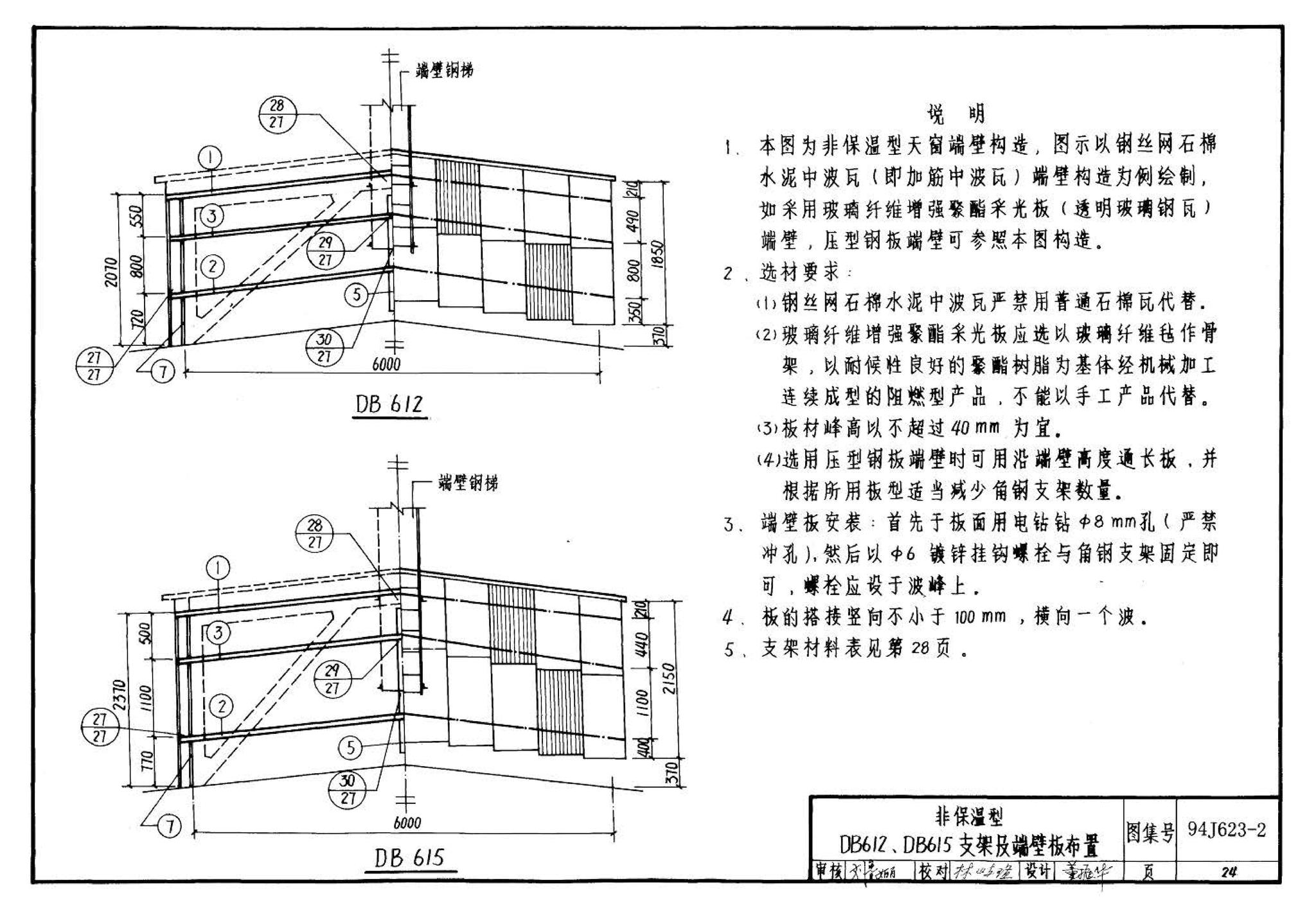 94J623-2--Π型混凝土天窗架建筑构造